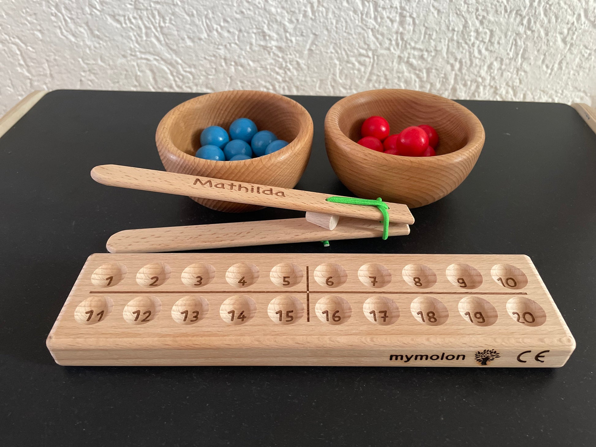 First grade math Montessori board on request with wooden balls