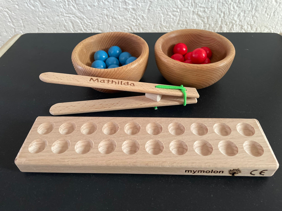 First grade math Montessori board on request with wooden balls