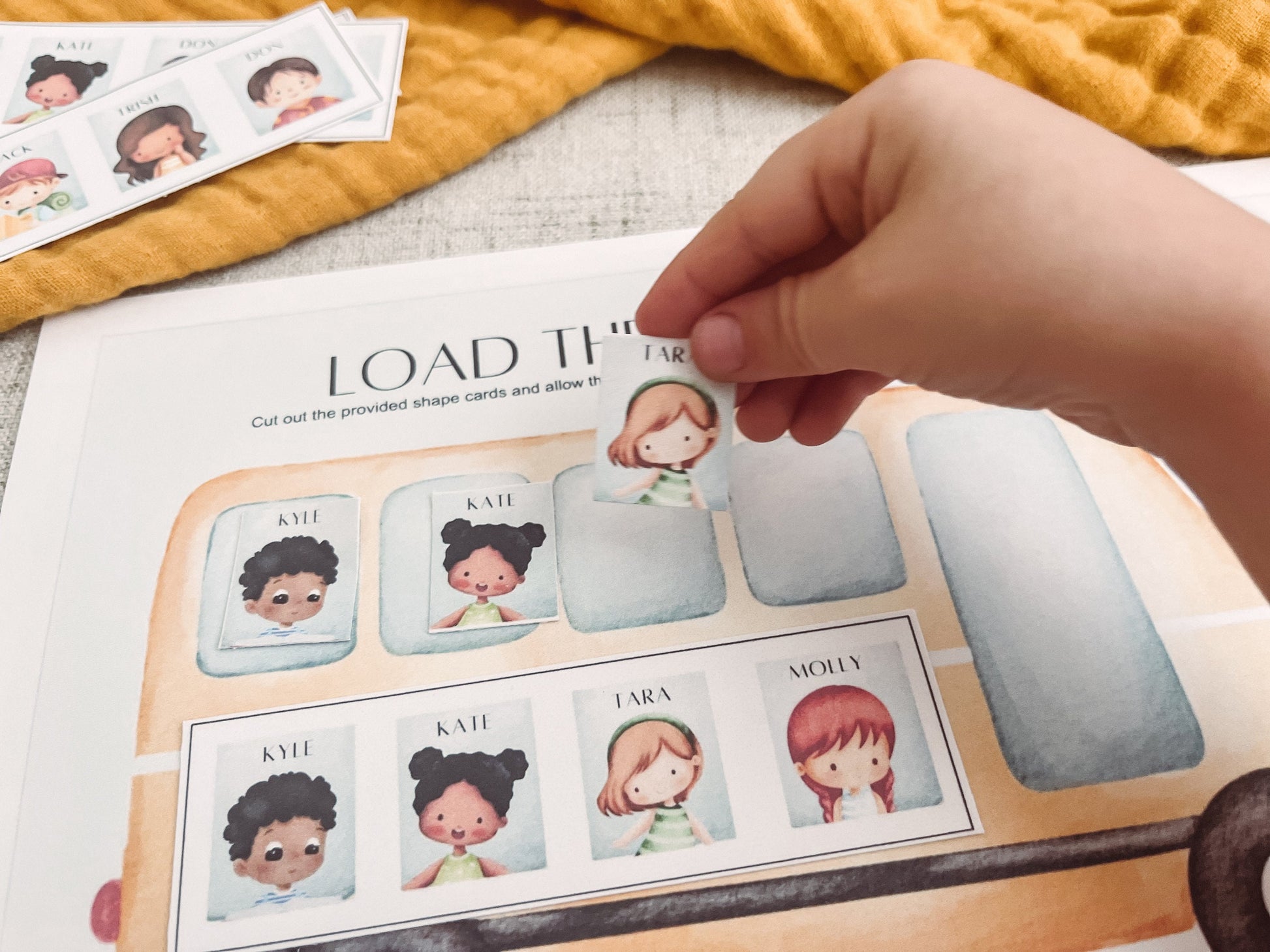 Load the Bus Activity - Preschool Pattern Practice - Wheels on the Bus Game - Toddler Play and Learn - Busy Binder - Printable