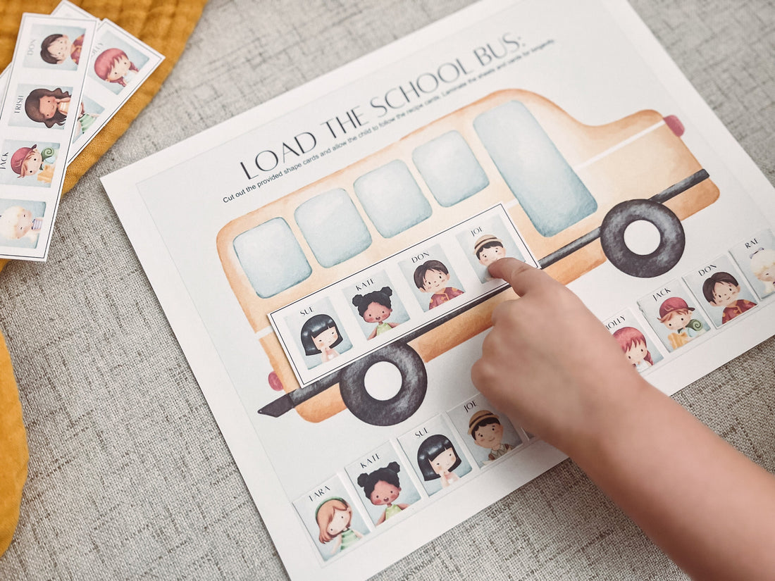 Load the Bus Activity - Preschool Pattern Practice - Wheels on the Bus Game - Toddler Play and Learn - Busy Binder - Printable