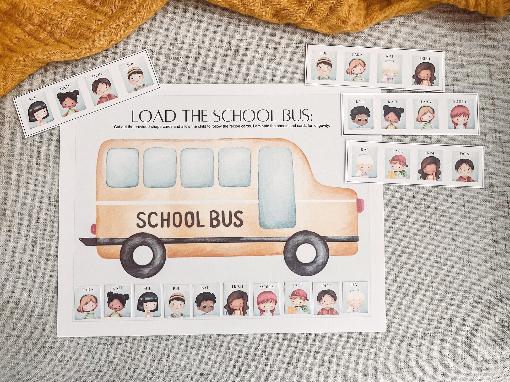 Load the Bus Activity - Preschool Pattern Practice - Wheels on the Bus Game - Toddler Play and Learn - Busy Binder - Printable