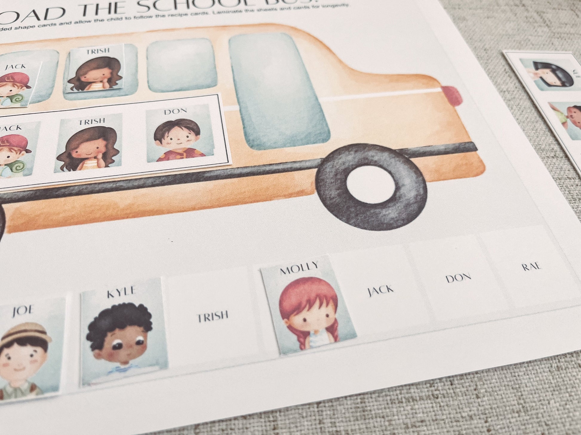 Load the Bus Activity - Preschool Pattern Practice - Wheels on the Bus Game - Toddler Play and Learn - Busy Binder - Printable