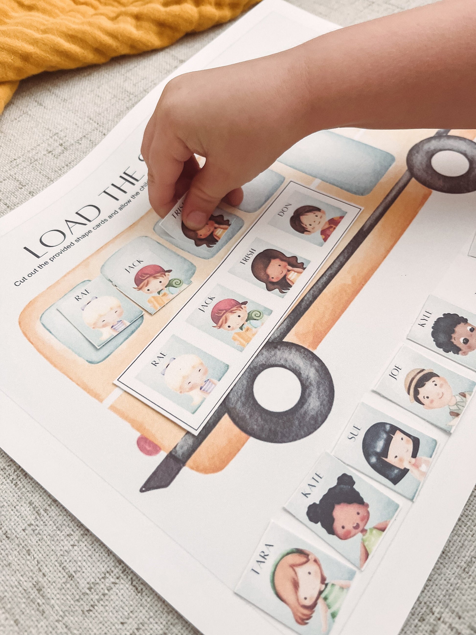 Load the Bus Activity - Preschool Pattern Practice - Wheels on the Bus Game - Toddler Play and Learn - Busy Binder - Printable
