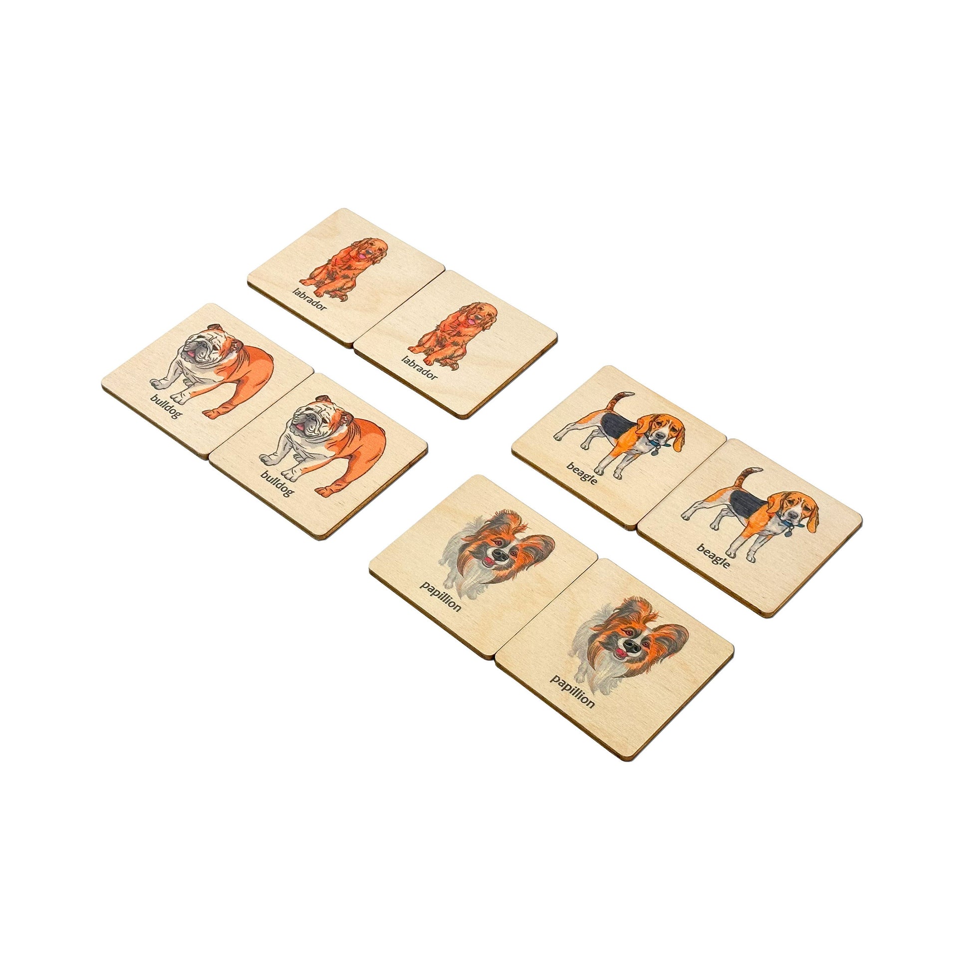 Montessori Wooden Dog Breeds Memory Game | Dogs Matching Cards For Homeschool | Stocking Stuffer | Toddler Gift | Develops Motor Skills Toy