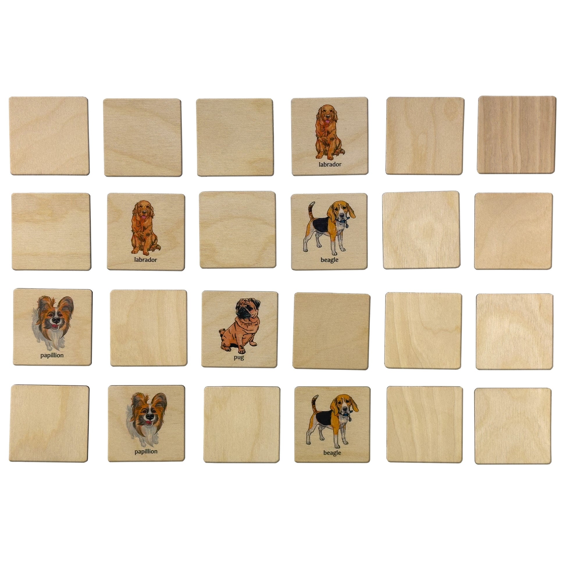 Montessori Wooden Dog Breeds Memory Game | Dogs Matching Cards For Homeschool | Stocking Stuffer | Toddler Gift | Develops Motor Skills Toy