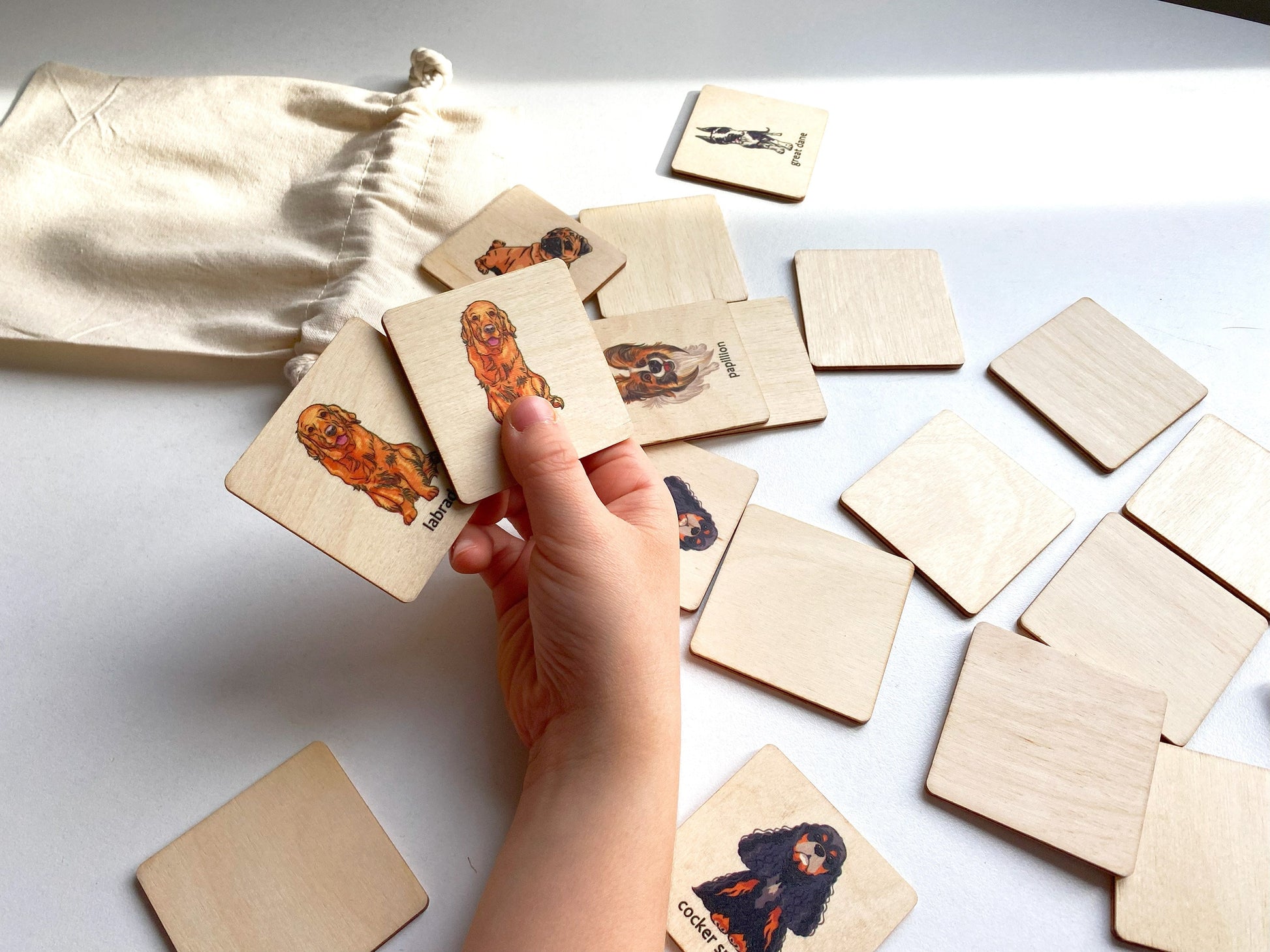 Montessori Wooden Dog Breeds Memory Game | Dogs Matching Cards For Homeschool | Stocking Stuffer | Toddler Gift | Develops Motor Skills Toy