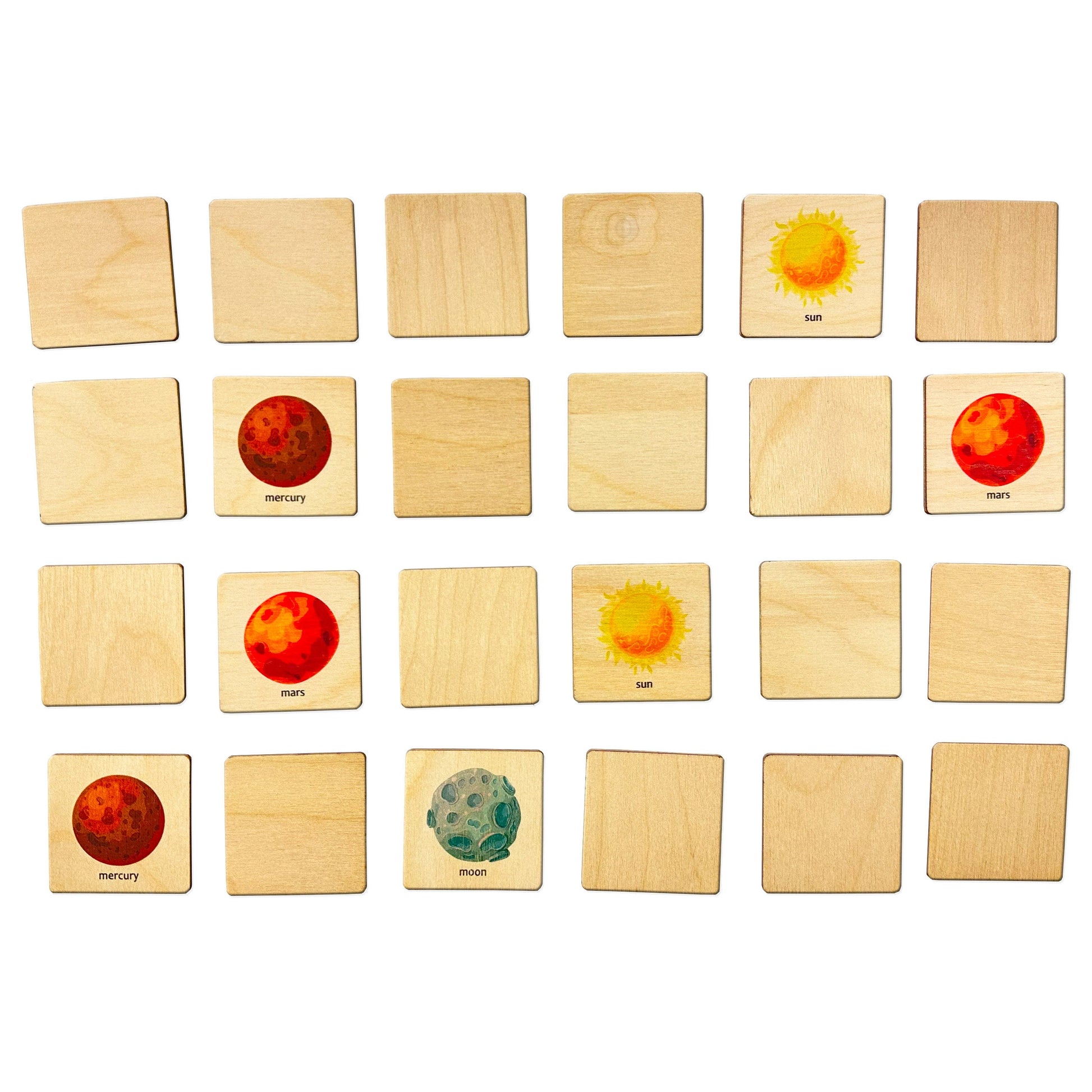 Montessori Wooden Space Memory Game | Solar System Matching Card | Homeschool Preschool Kindergarten Learning Activity | Stocking Stuffer