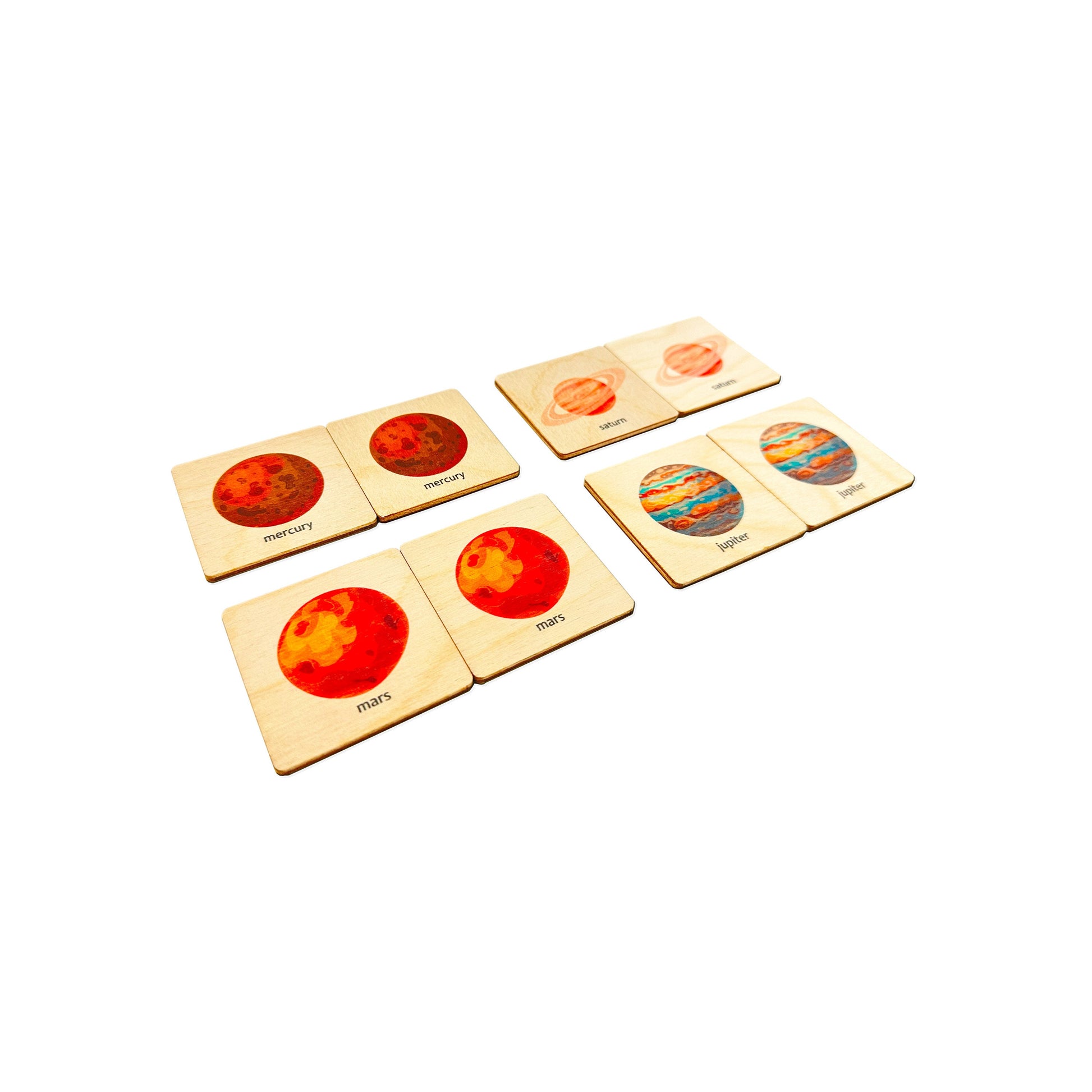 Montessori Wooden Space Memory Game | Solar System Matching Card | Homeschool Preschool Kindergarten Learning Activity | Stocking Stuffer