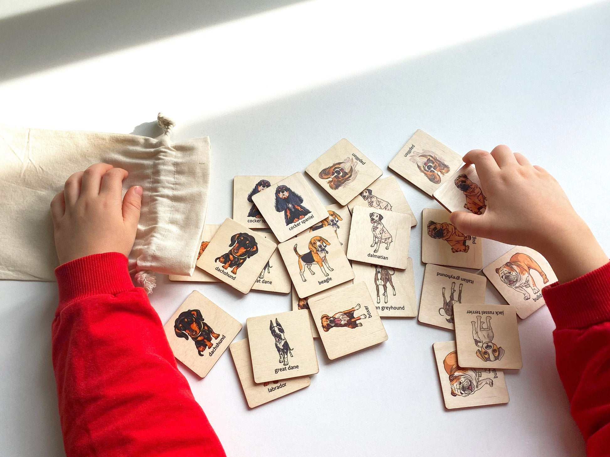 Montessori Wooden Dog Breeds Memory Game | Dogs Matching Cards For Homeschool | Stocking Stuffer | Toddler Gift | Develops Motor Skills Toy
