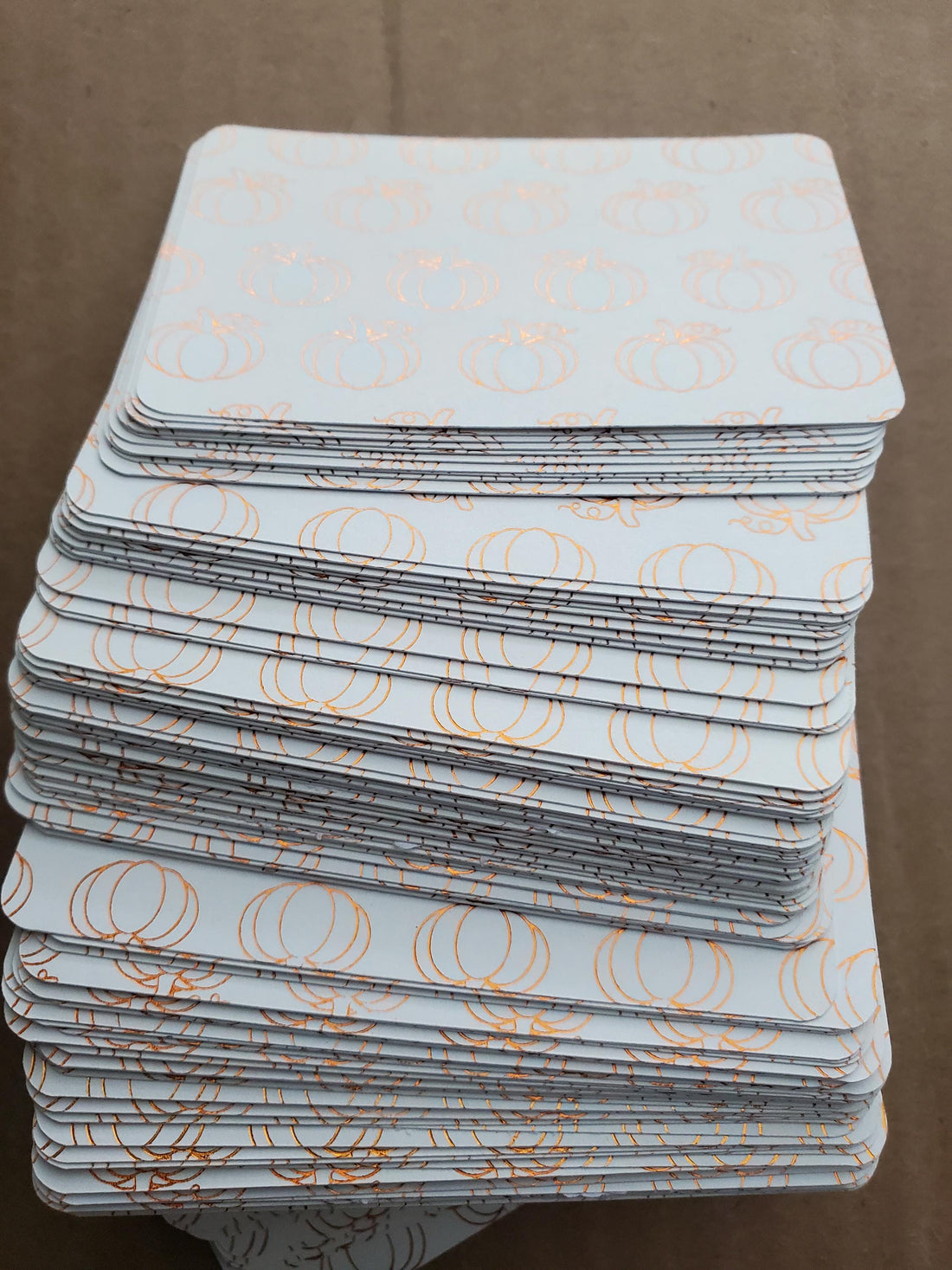 150 PCS Blank Bridge Sized Card Tags 60lb Pumpkin Foil Paper