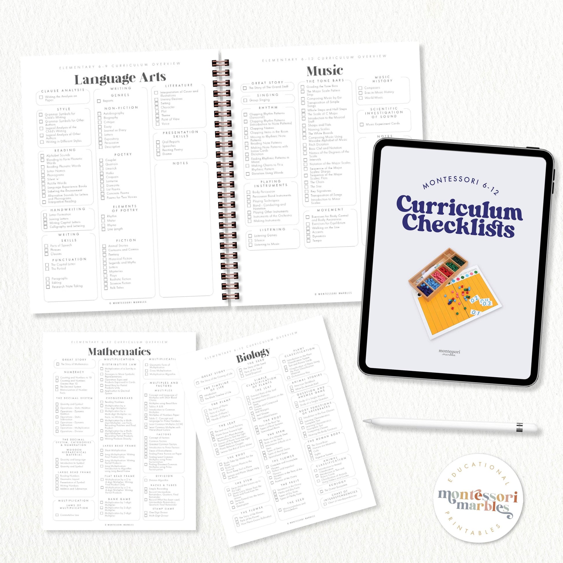 Montessori Elementary Curriculum Checklist | Homeschool Planning Guide | Educational Tracker Ages 6-12 | Teacher Parent Resource