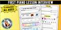 First Piano Lesson Interview Worksheet | New Piano Student Survey | 3 Versions for All Ages