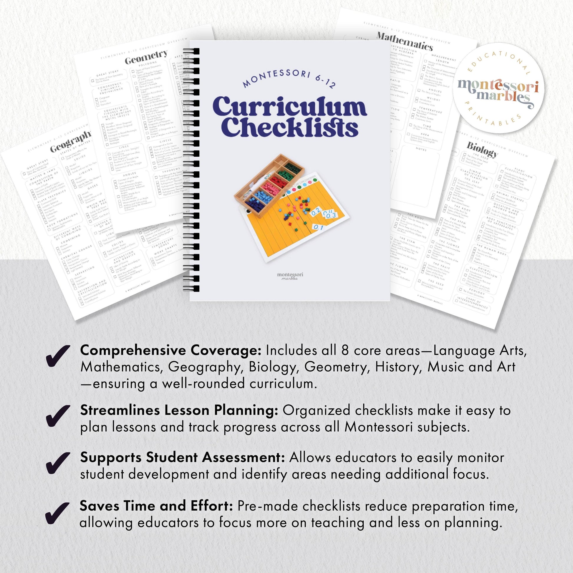 Montessori Elementary Curriculum Checklist | Homeschool Planning Guide | Educational Tracker Ages 6-12 | Teacher Parent Resource