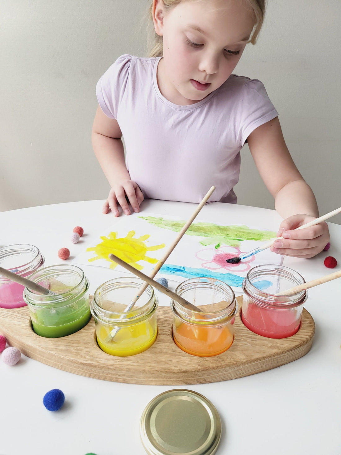 Waldorf paint jar holder brush holder pencil holder watercolor tray artists art supplies Birthday gift for kid classroom painting preschool