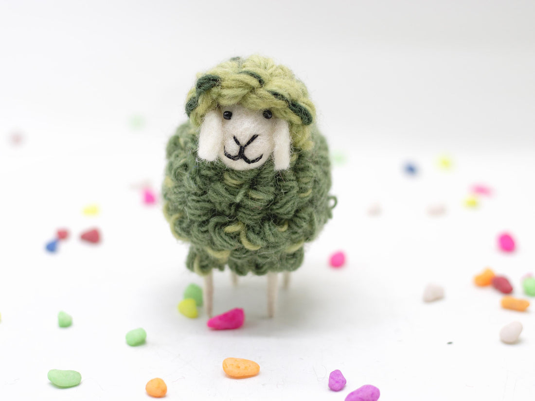 Handmade Multicoloured Wooly Needle Felt Sheep Ornament | Educational Gifts for kids | Eco-Friendly Décor | 7x10cm | Made in Nepal