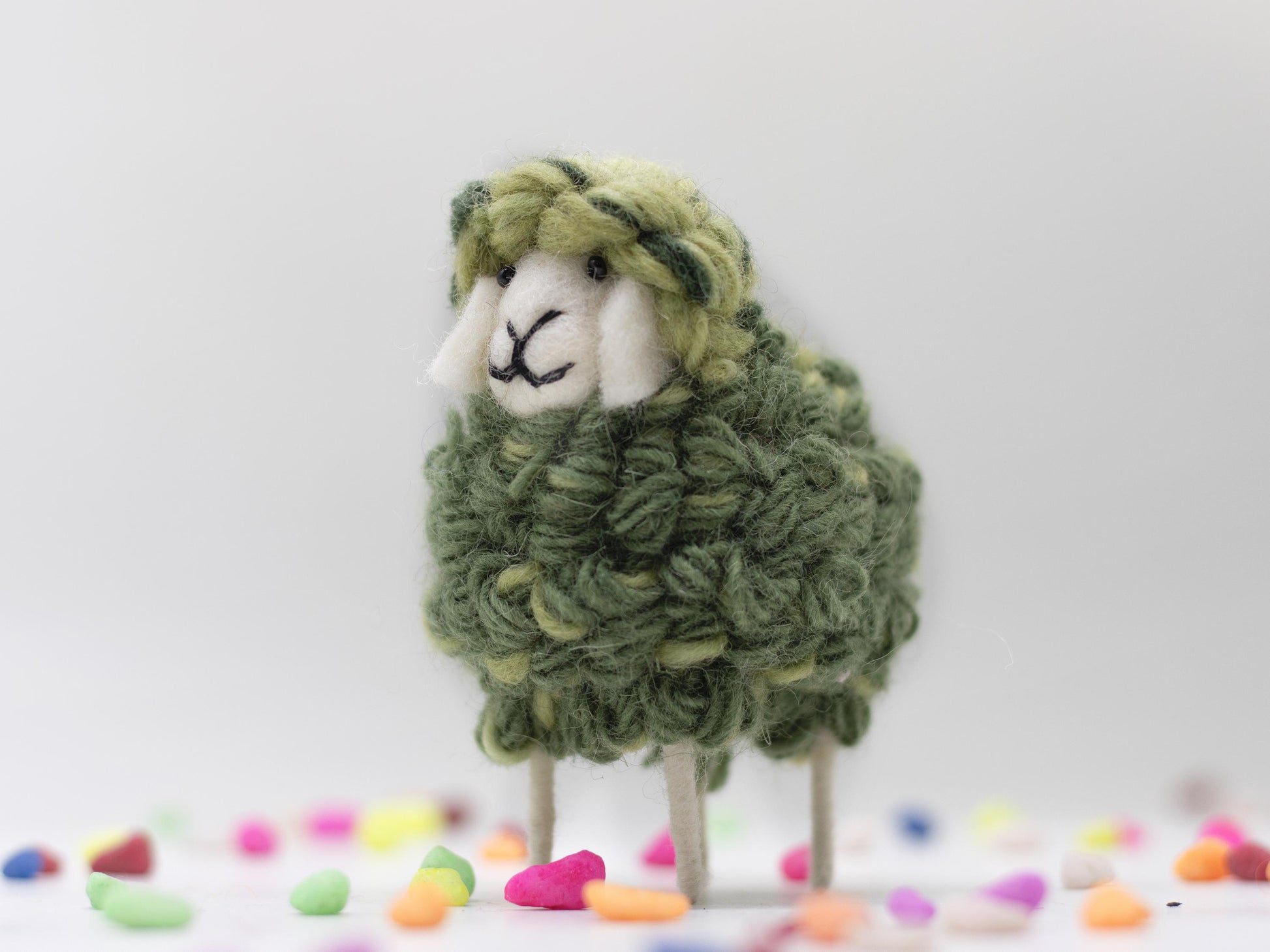 Handmade Multicoloured Wooly Needle Felt Sheep Ornament | Educational Gifts for kids | Eco-Friendly Décor | 7x10cm | Made in Nepal