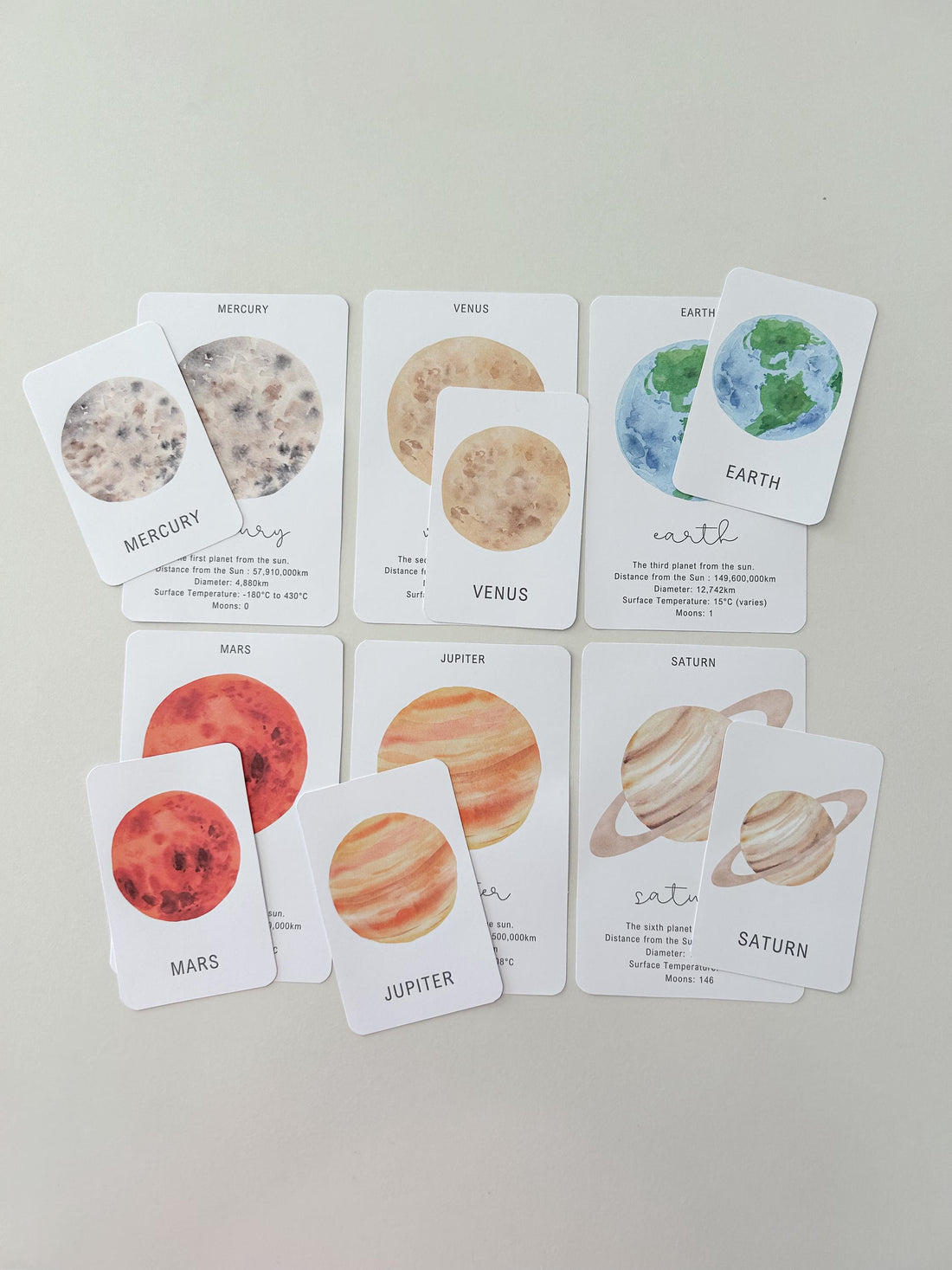 10 Solar System Flashcards Printable, Space, Planets, Children's Science, Homeschool Resources, Educational Resource, Scientific Learning