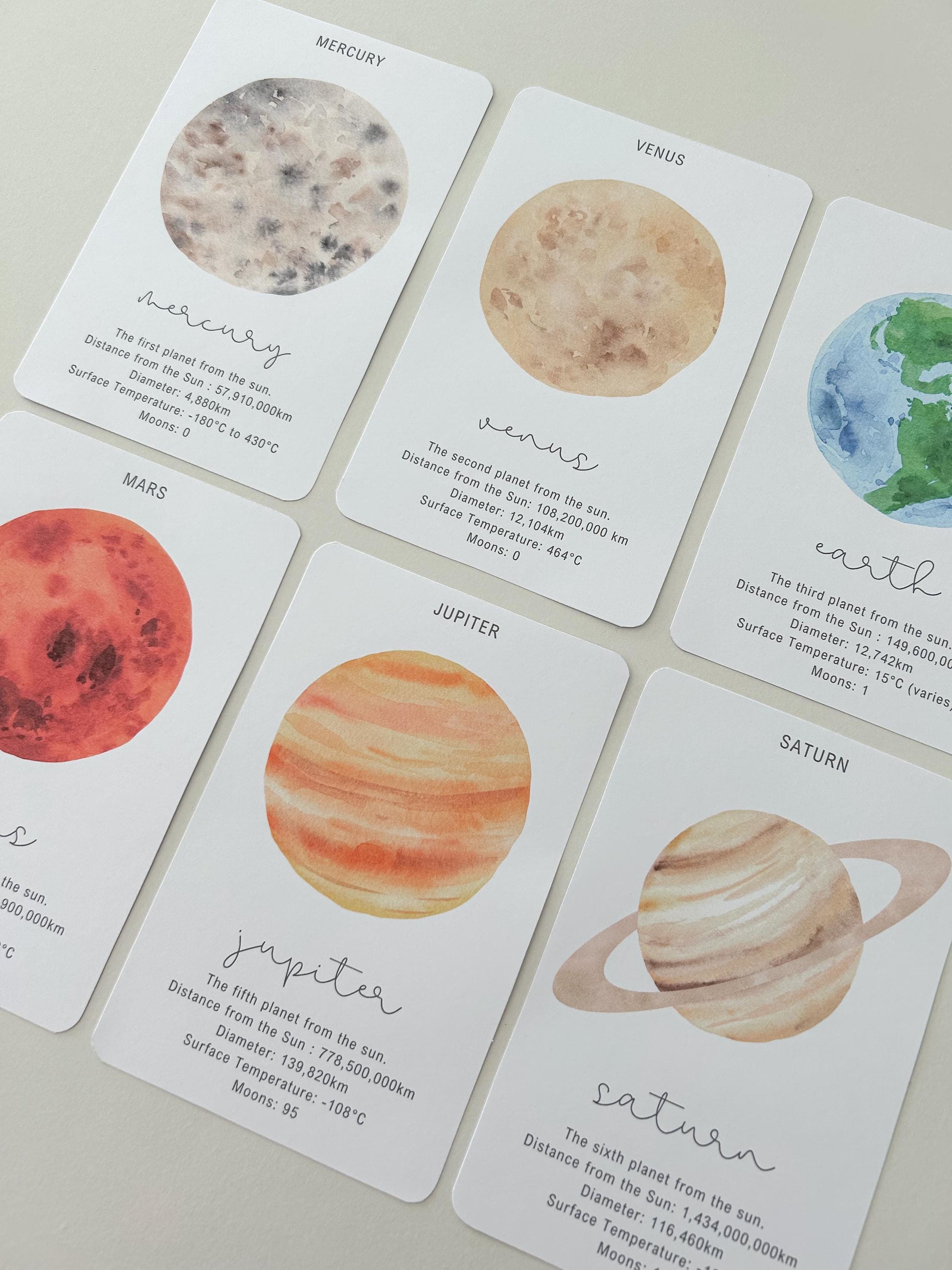 10 Solar System Flashcards Printable, Space, Planets, Children's Science, Homeschool Resources, Educational Resource, Scientific Learning