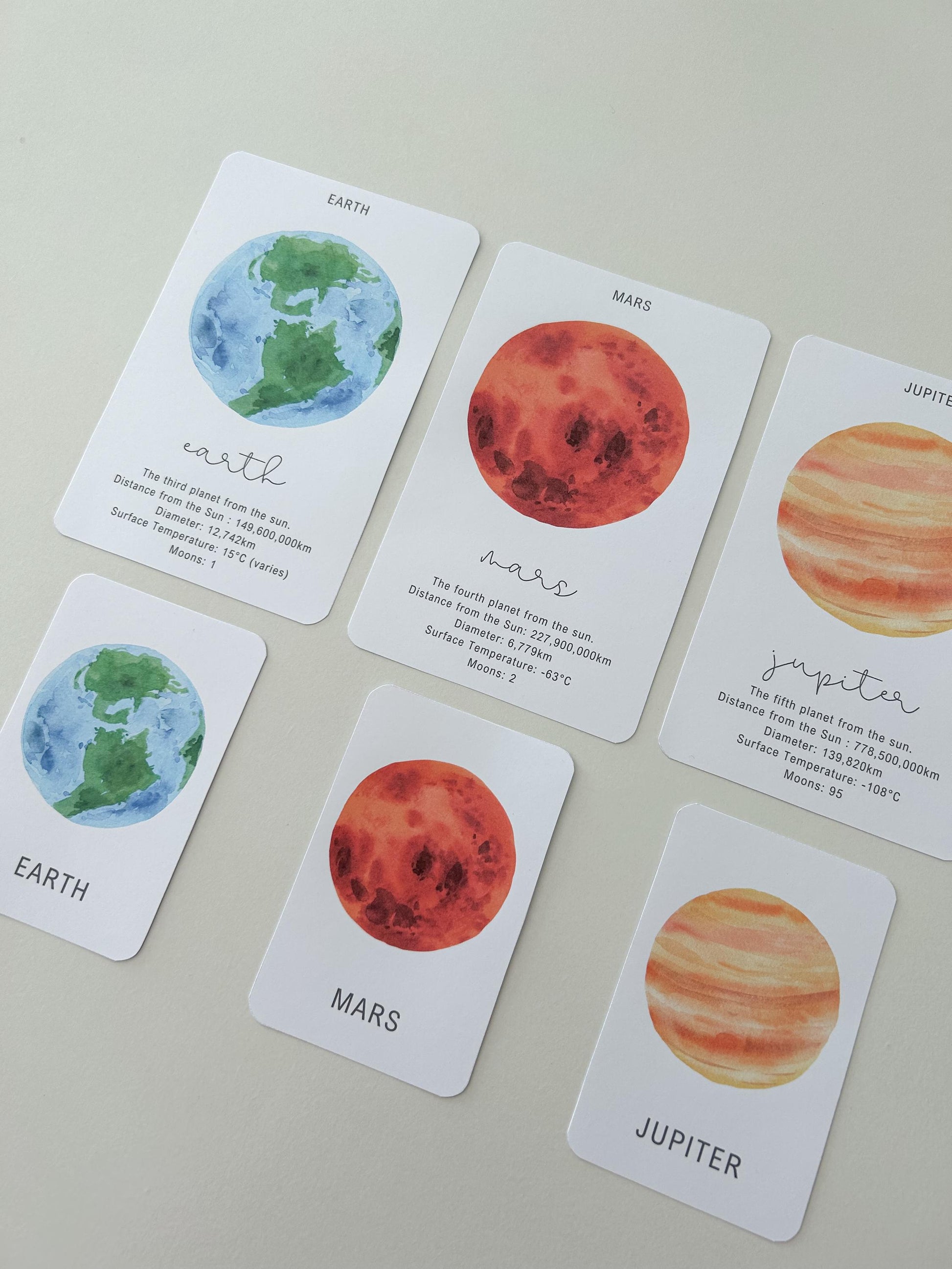 10 Solar System Flashcards Printable, Space, Planets, Children's Science, Homeschool Resources, Educational Resource, Scientific Learning