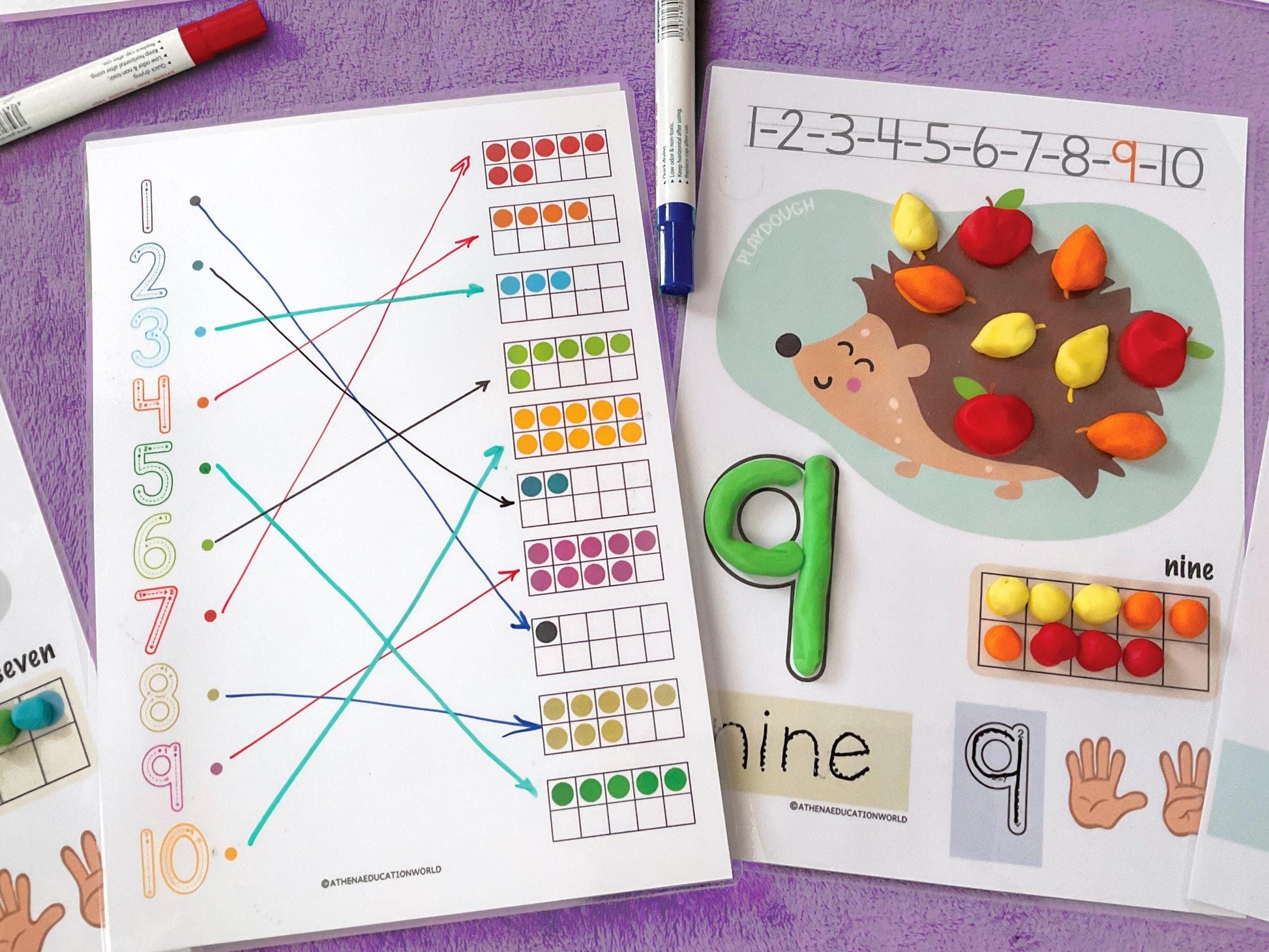 Counting and Numbers Play Dough Mats Printable Preschool Activities Fine Motor Skills Numbers 1-10 Play Doh Mat Montessori Toddler Activity