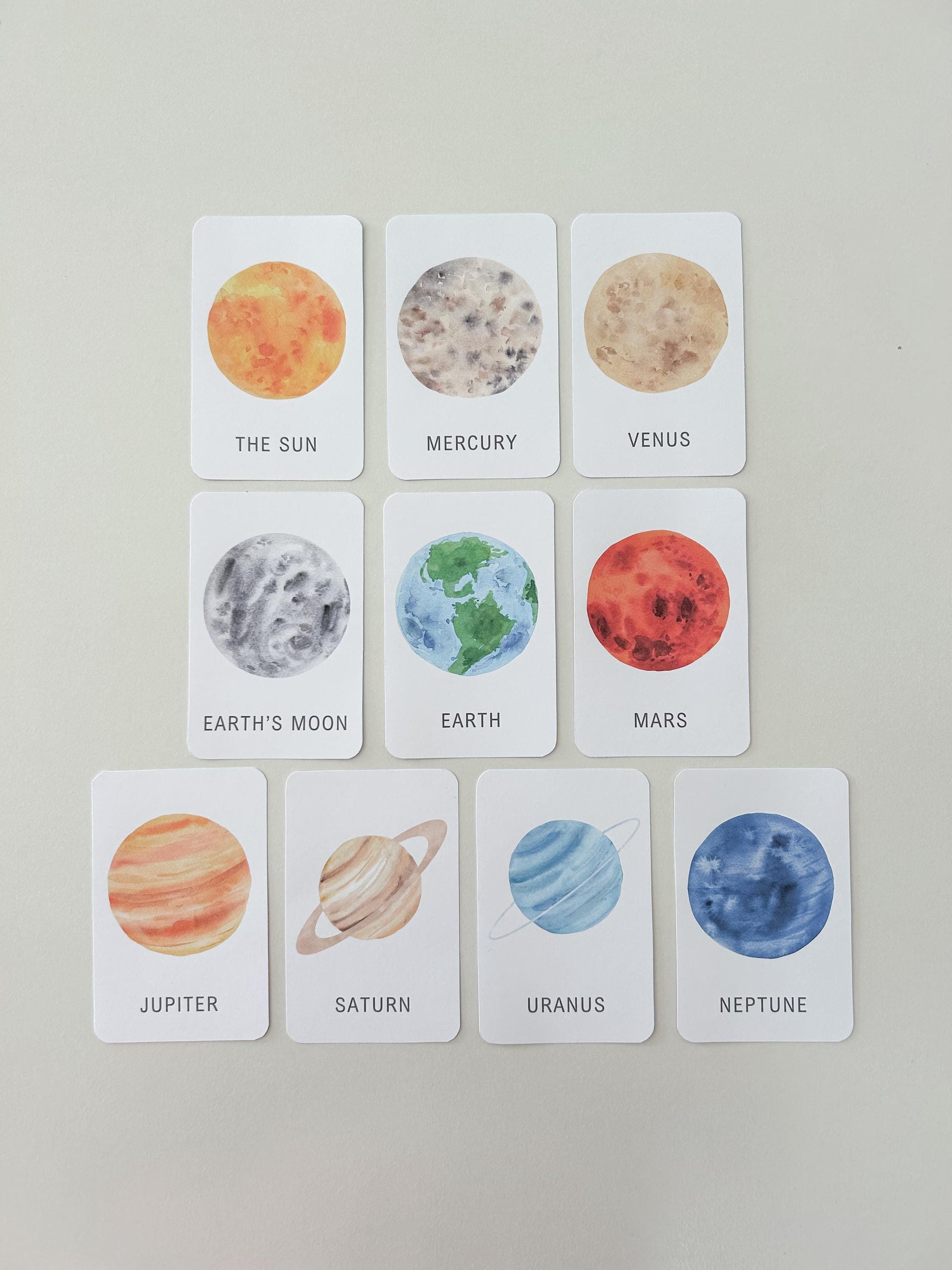 10 Solar System Flashcards Printable, Space, Planets, Children's Science, Homeschool Resources, Educational Resource, Scientific Learning
