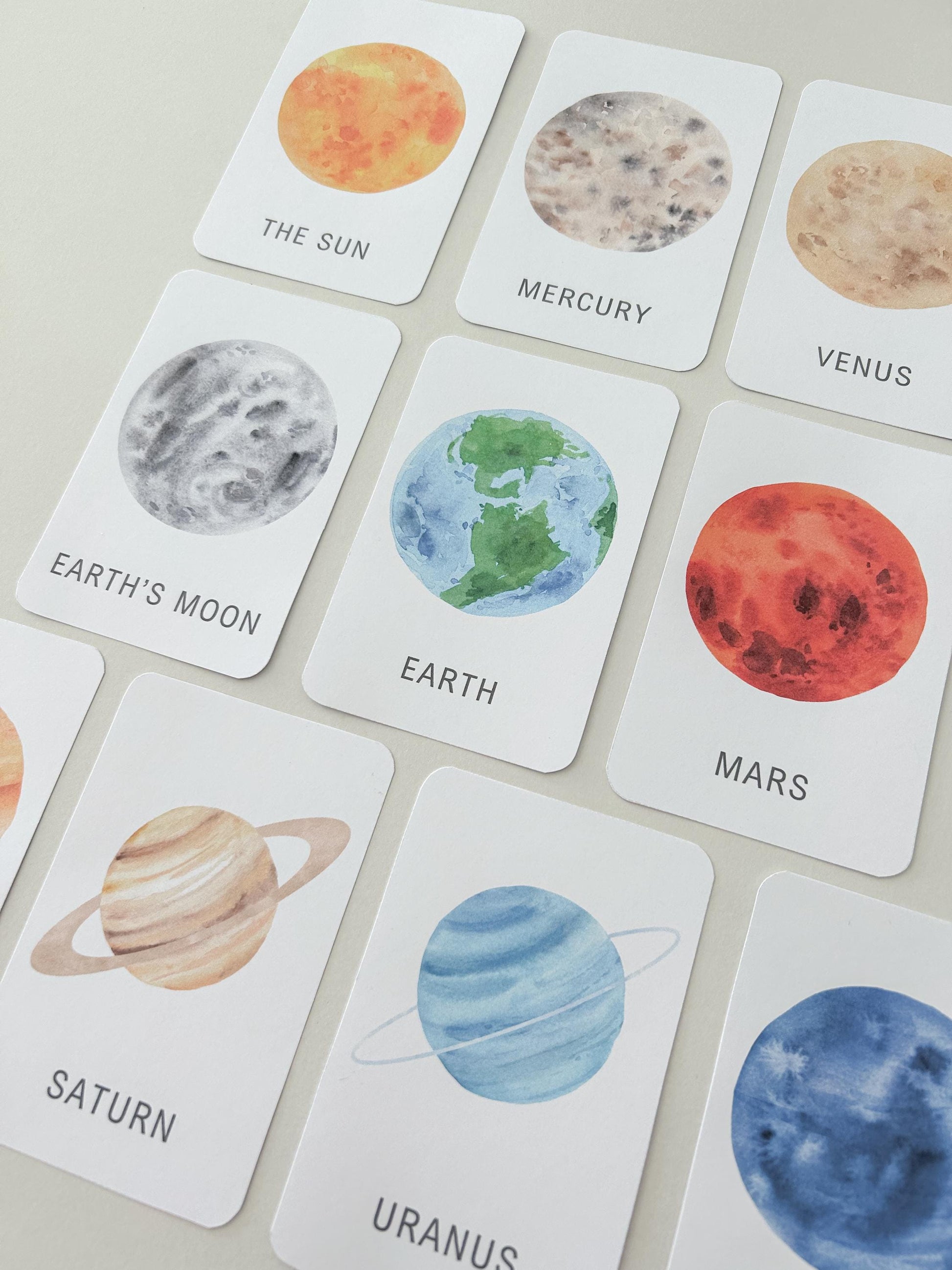 10 Solar System Flashcards Printable, Space, Planets, Children's Science, Homeschool Resources, Educational Resource, Scientific Learning