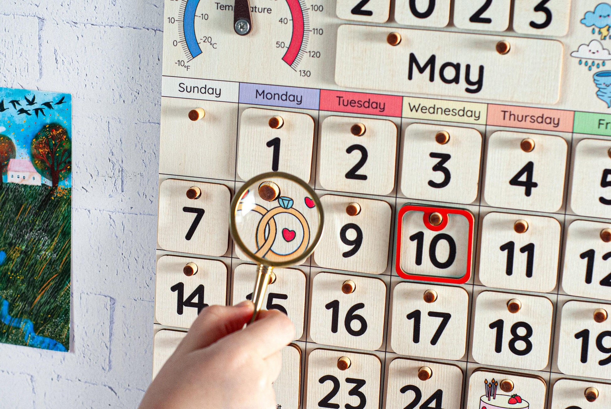Montessori calendar, Wooden calendar for toddlers, Gifts for kids, Wall desk calendar, Classroom calendar, Wooden learning toys