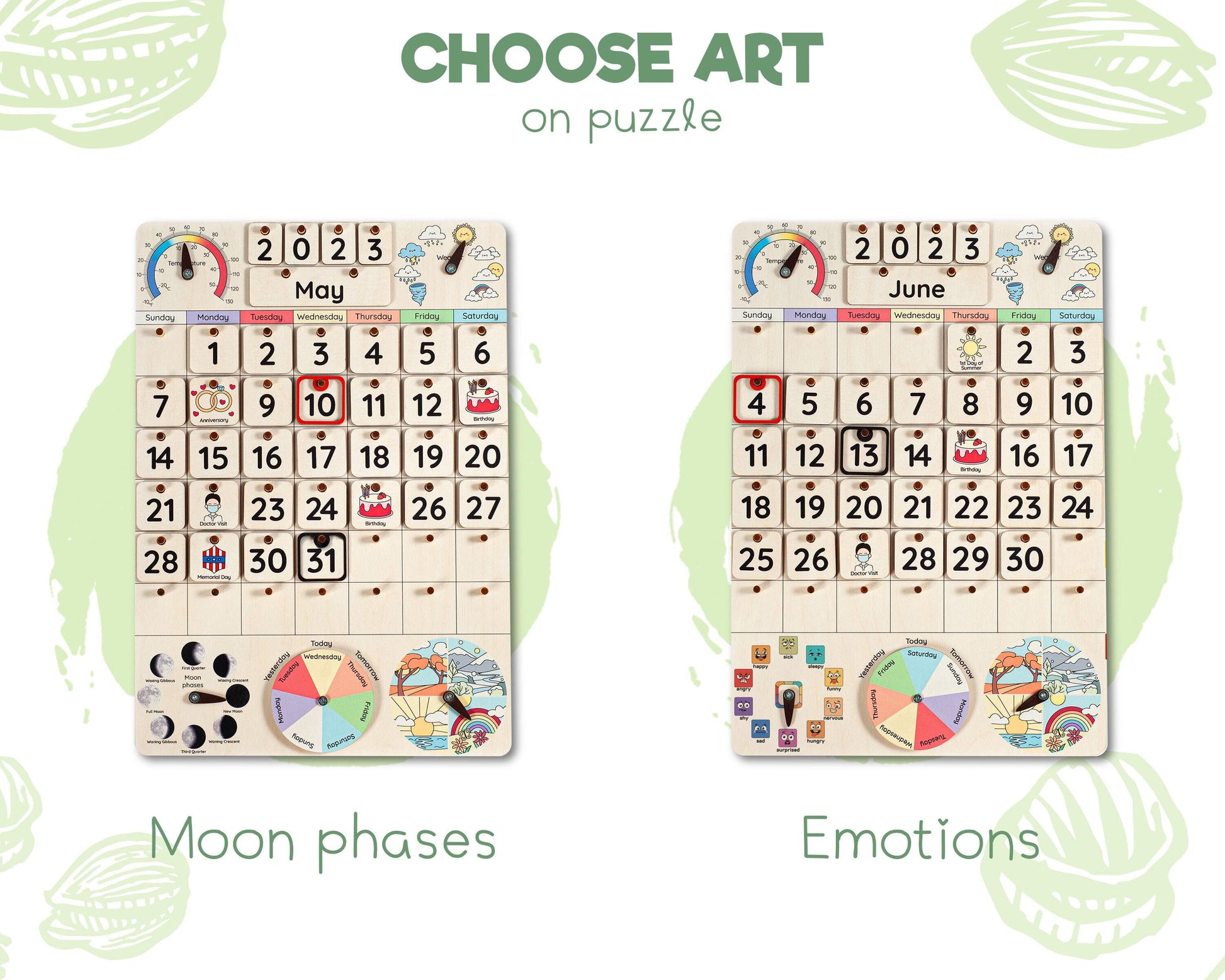 Montessori calendar, Wooden calendar for toddlers, Gifts for kids, Wall desk calendar, Classroom calendar, Wooden learning toys
