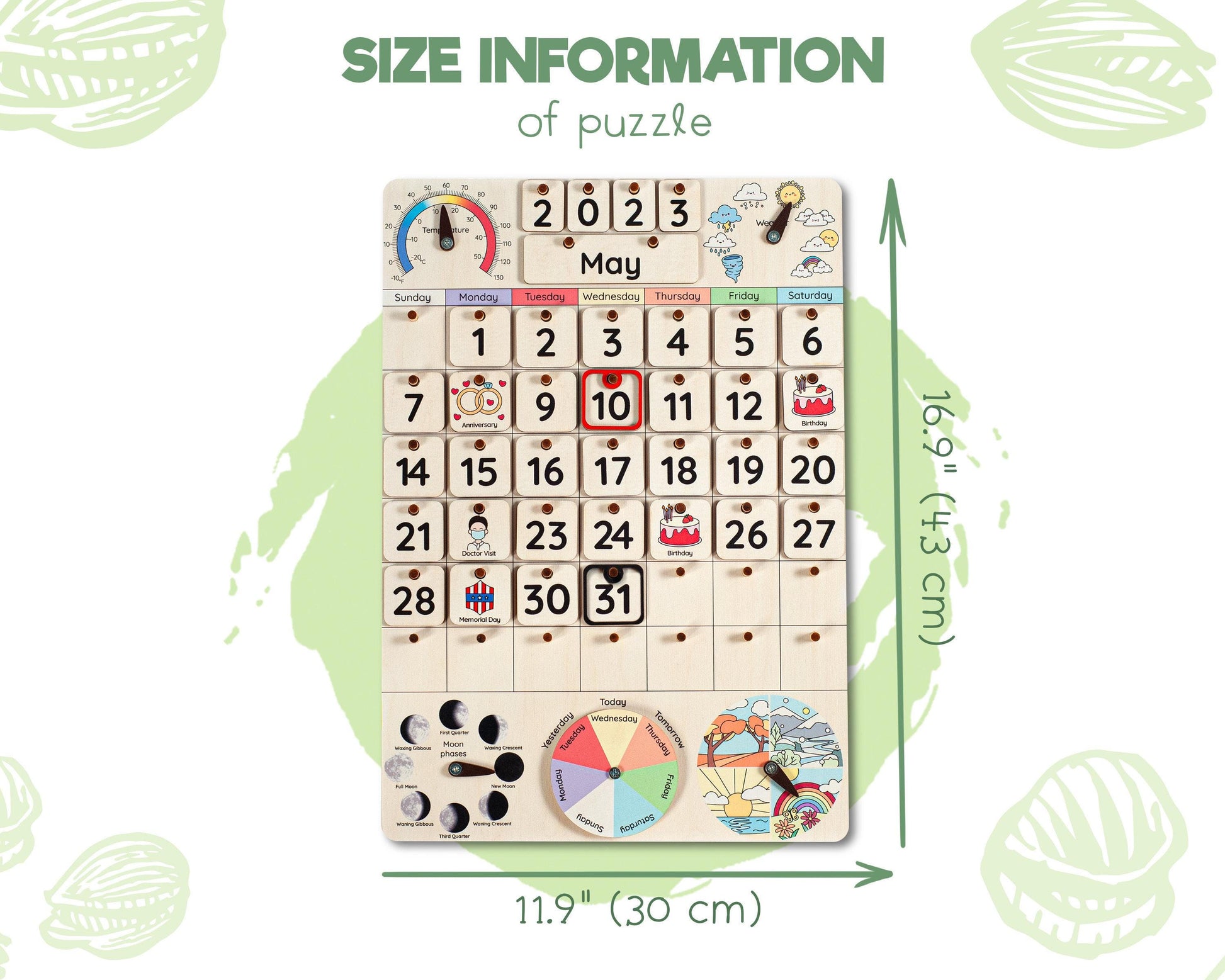 Montessori calendar, Wooden calendar for toddlers, Gifts for kids, Wall desk calendar, Classroom calendar, Wooden learning toys