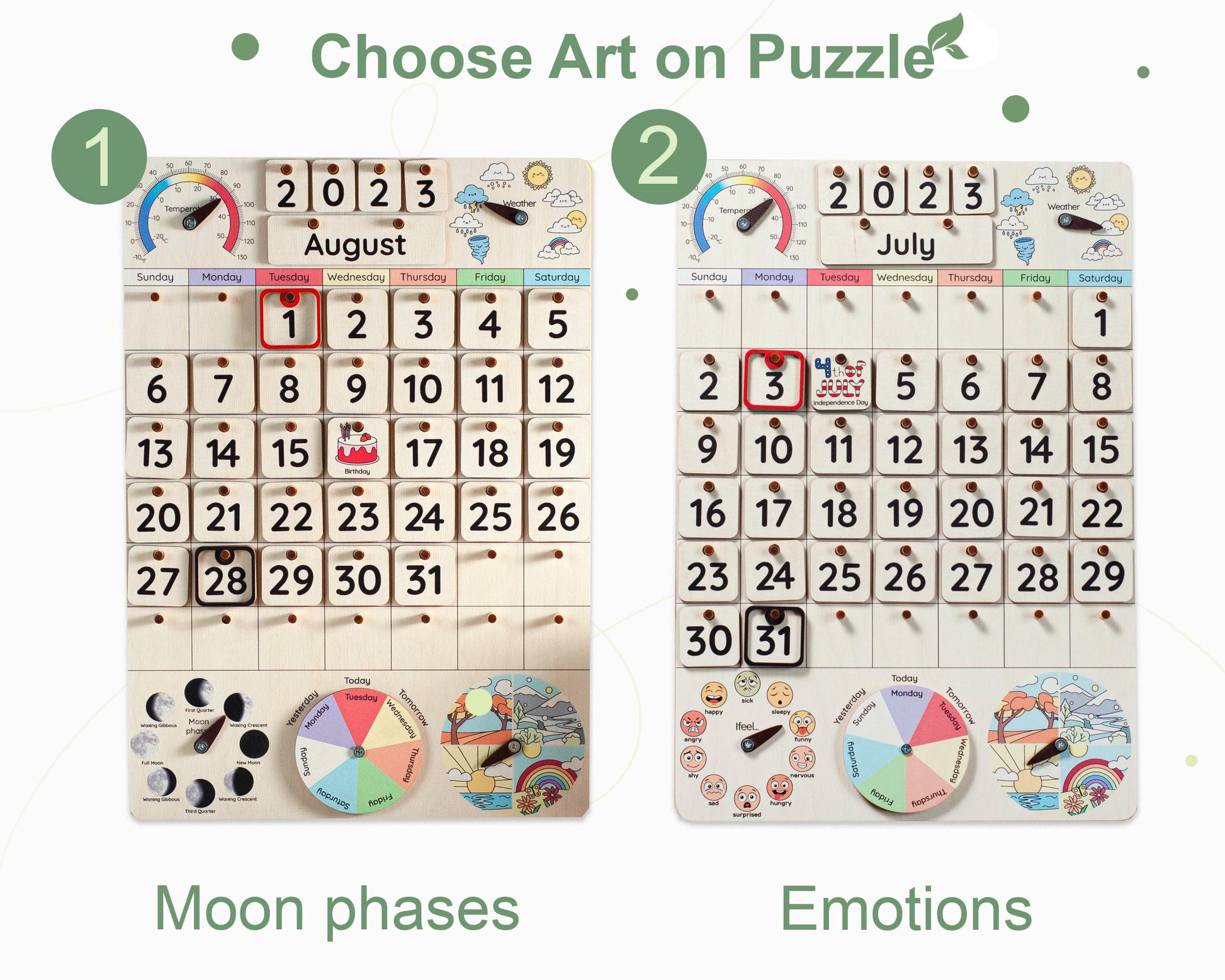 Montessori calendar for kids, Wooden calendar, Homeschool calendar, Classroom decor, Toddler calendar, Gifts for kids, Perpetual calendar