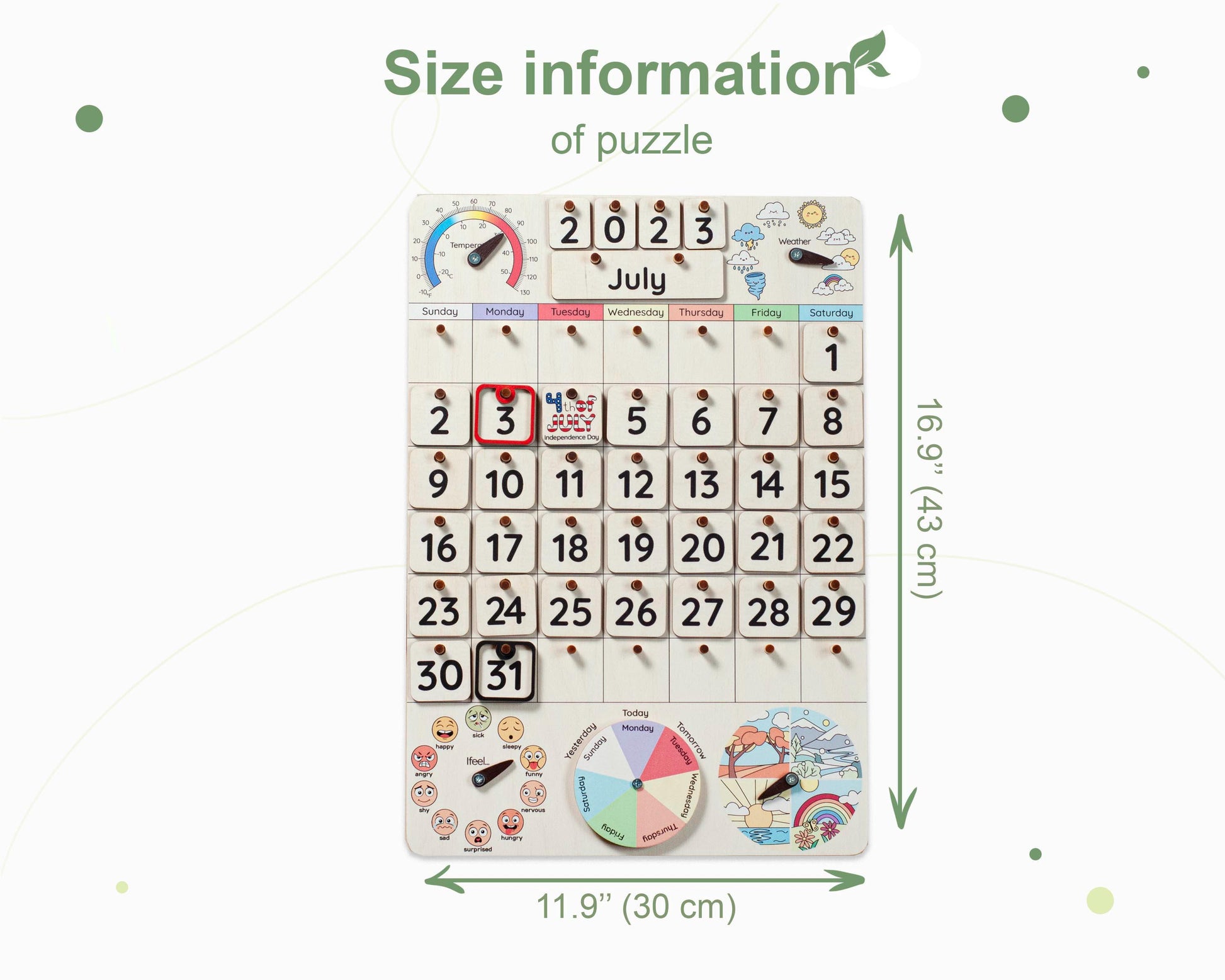 Montessori calendar for kids, Wooden calendar, Homeschool calendar, Classroom decor, Toddler calendar, Gifts for kids, Perpetual calendar