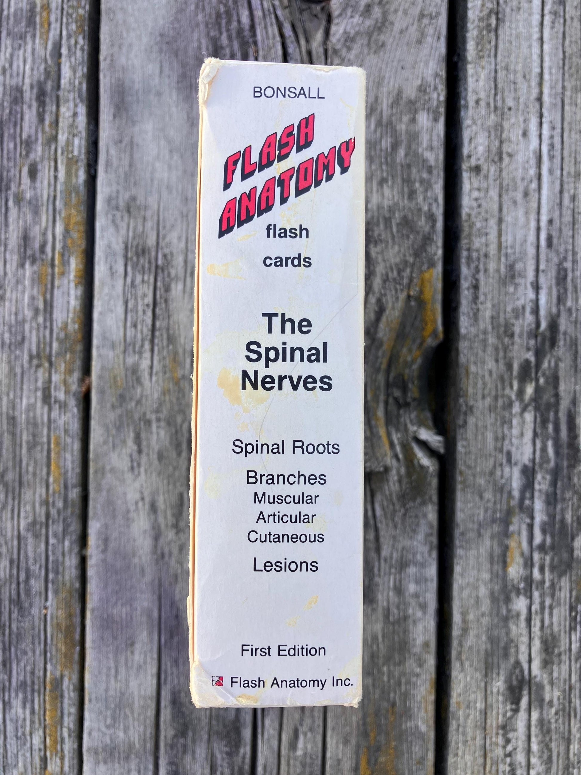 Flash Anatomy The Spinal Nerves by Andrew Paul Bonsall 1991 First Edition Vintage Flash Cards for Medical Students