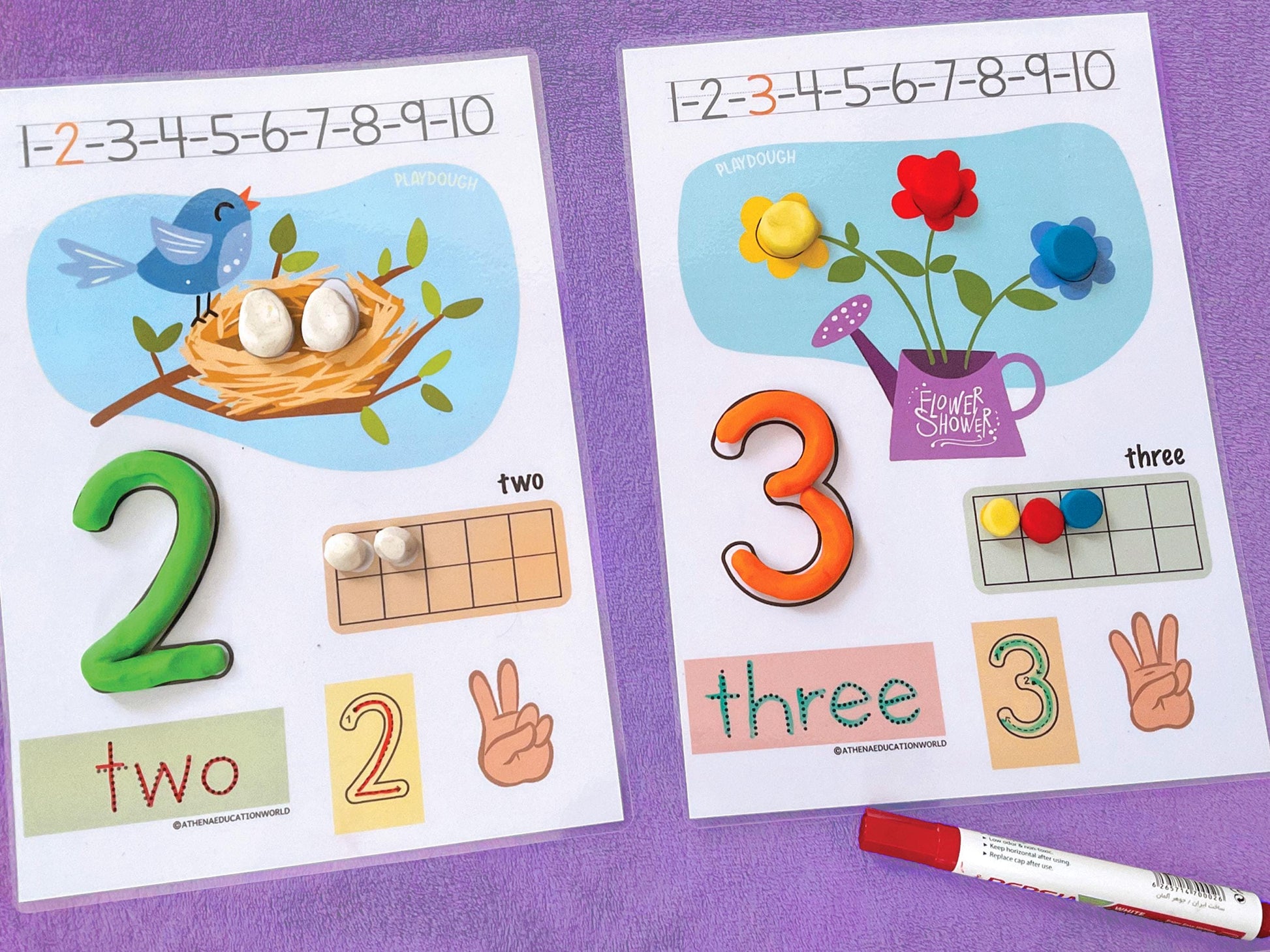 Counting and Numbers Play Dough Mats Printable Preschool Activities Fine Motor Skills Numbers 1-10 Play Doh Mat Montessori Toddler Activity