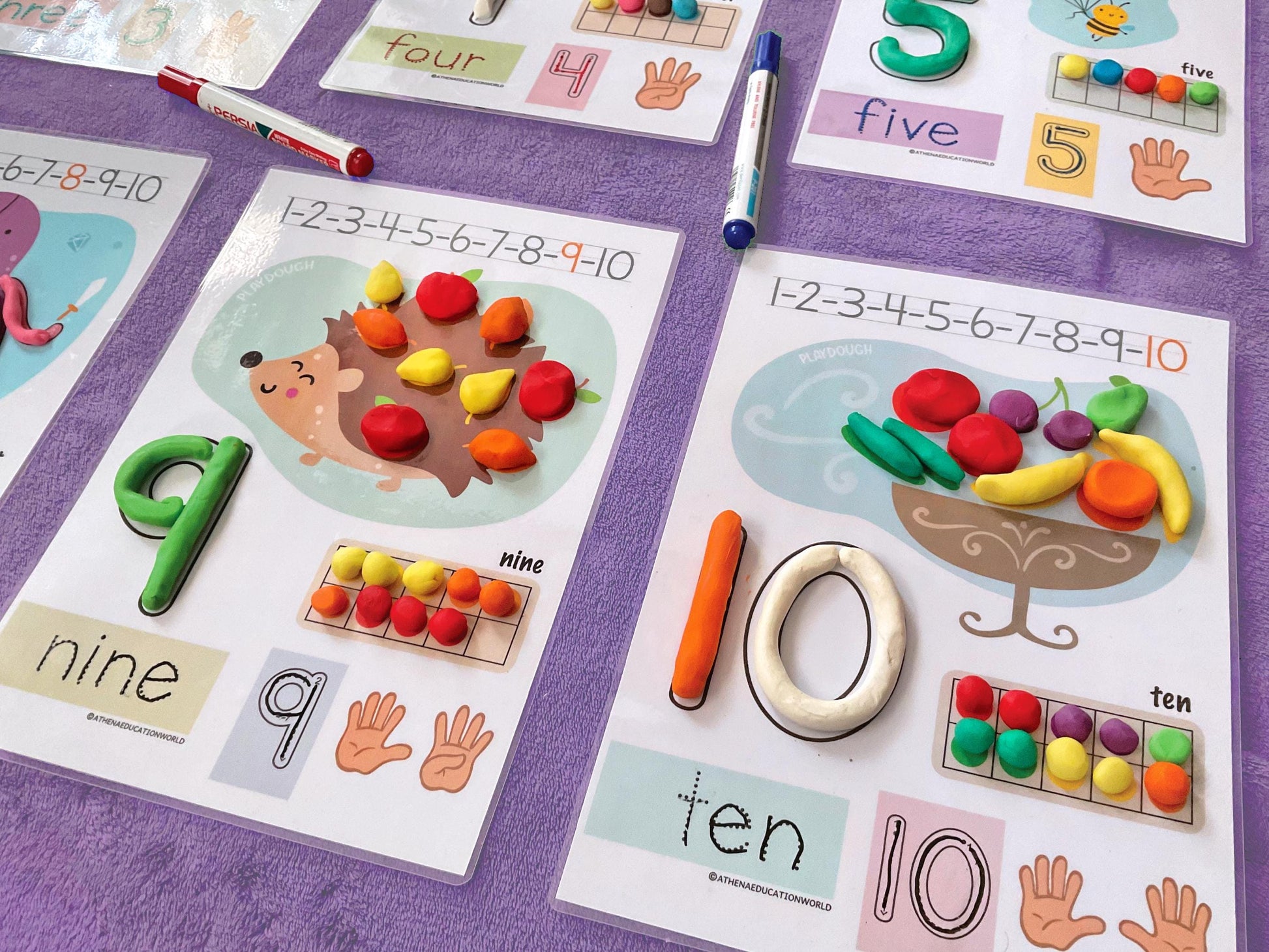 Counting and Numbers Play Dough Mats Printable Preschool Activities Fine Motor Skills Numbers 1-10 Play Doh Mat Montessori Toddler Activity