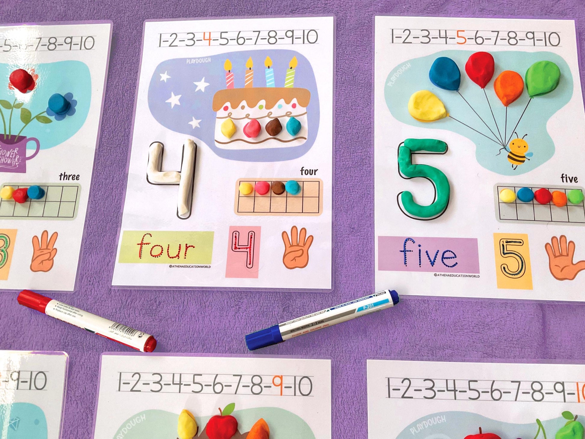 Counting and Numbers Play Dough Mats Printable Preschool Activities Fine Motor Skills Numbers 1-10 Play Doh Mat Montessori Toddler Activity