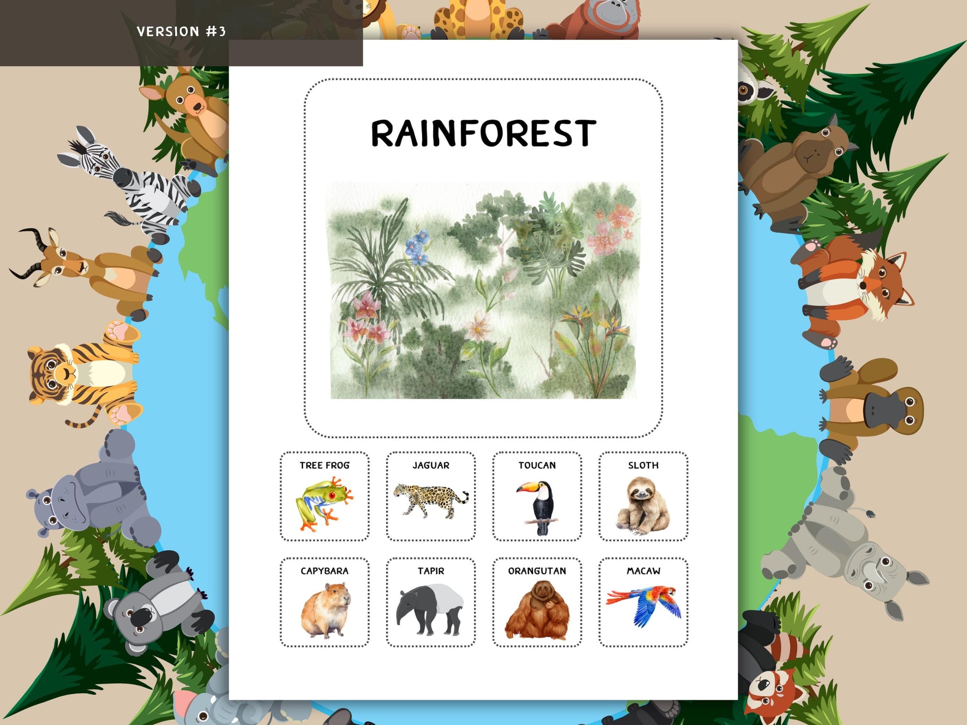 Animal Habitat Matching Game | Montessori Nature Activity | Preschool Learn Sort Cards | Printable Science Education for Toddlers | Velcro