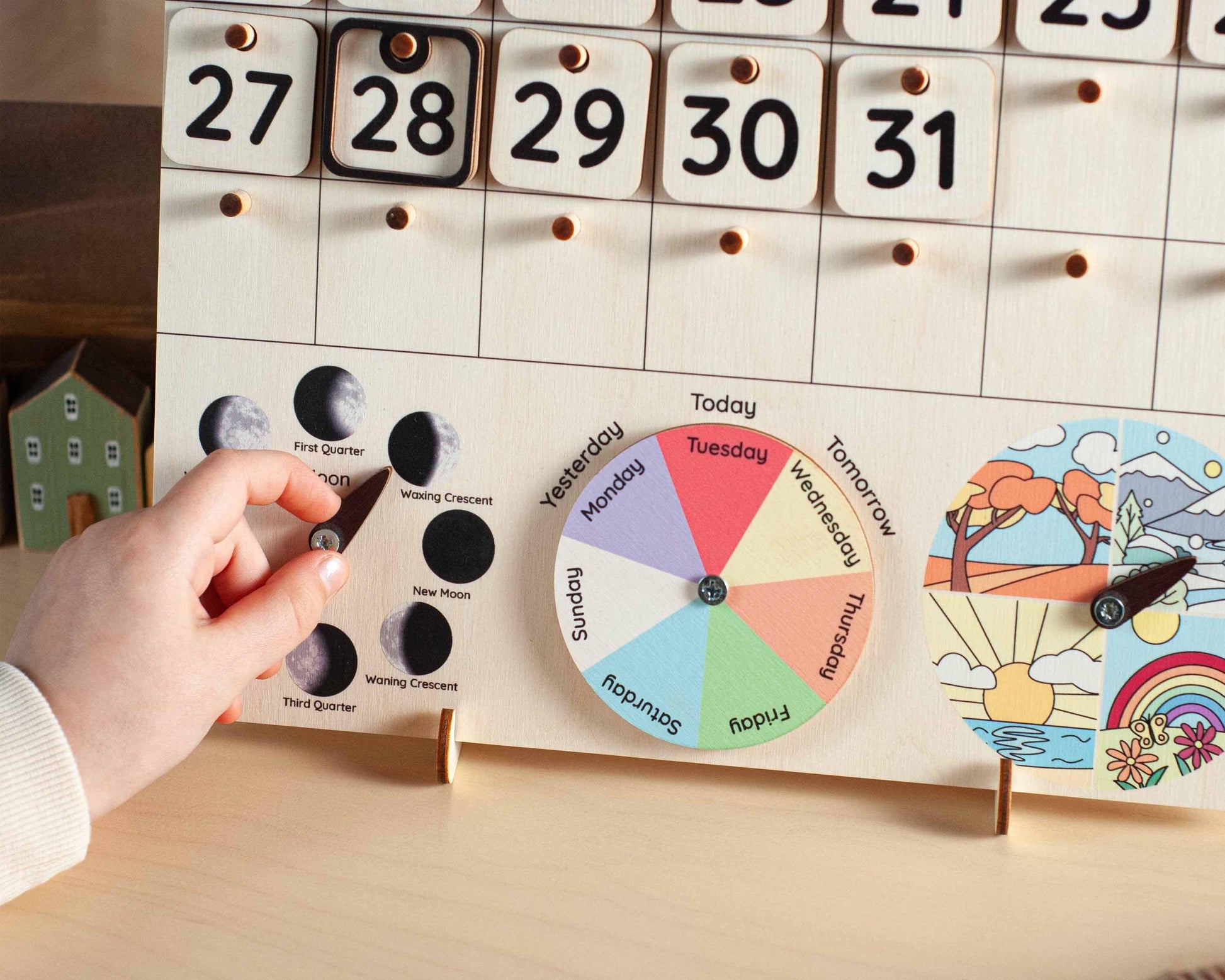 Montessori calendar for kids, Wooden calendar, Homeschool calendar, Classroom decor, Toddler calendar, Gifts for kids, Perpetual calendar