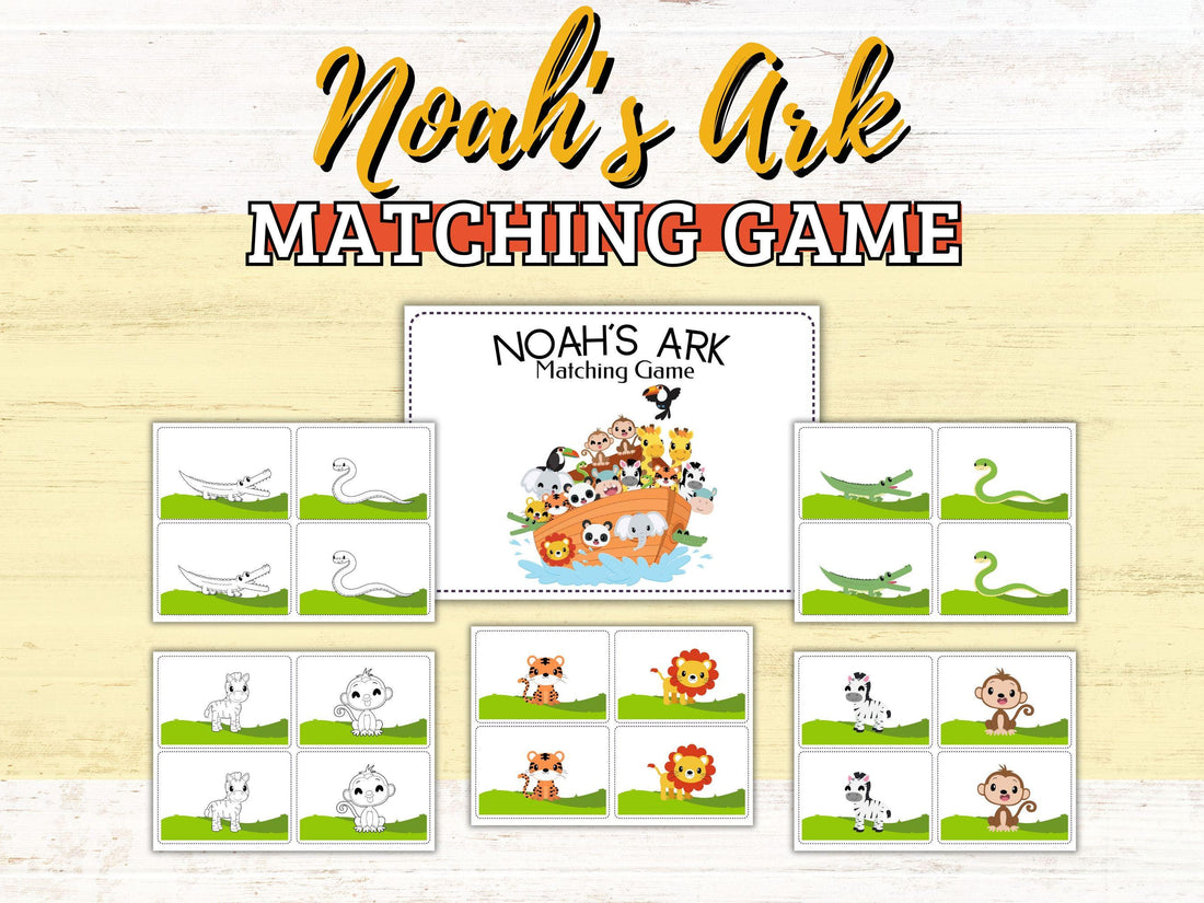 Noah's Ark Matching Game | Noah's Ark Printables | Coloring Activity | Sunday School Activities |