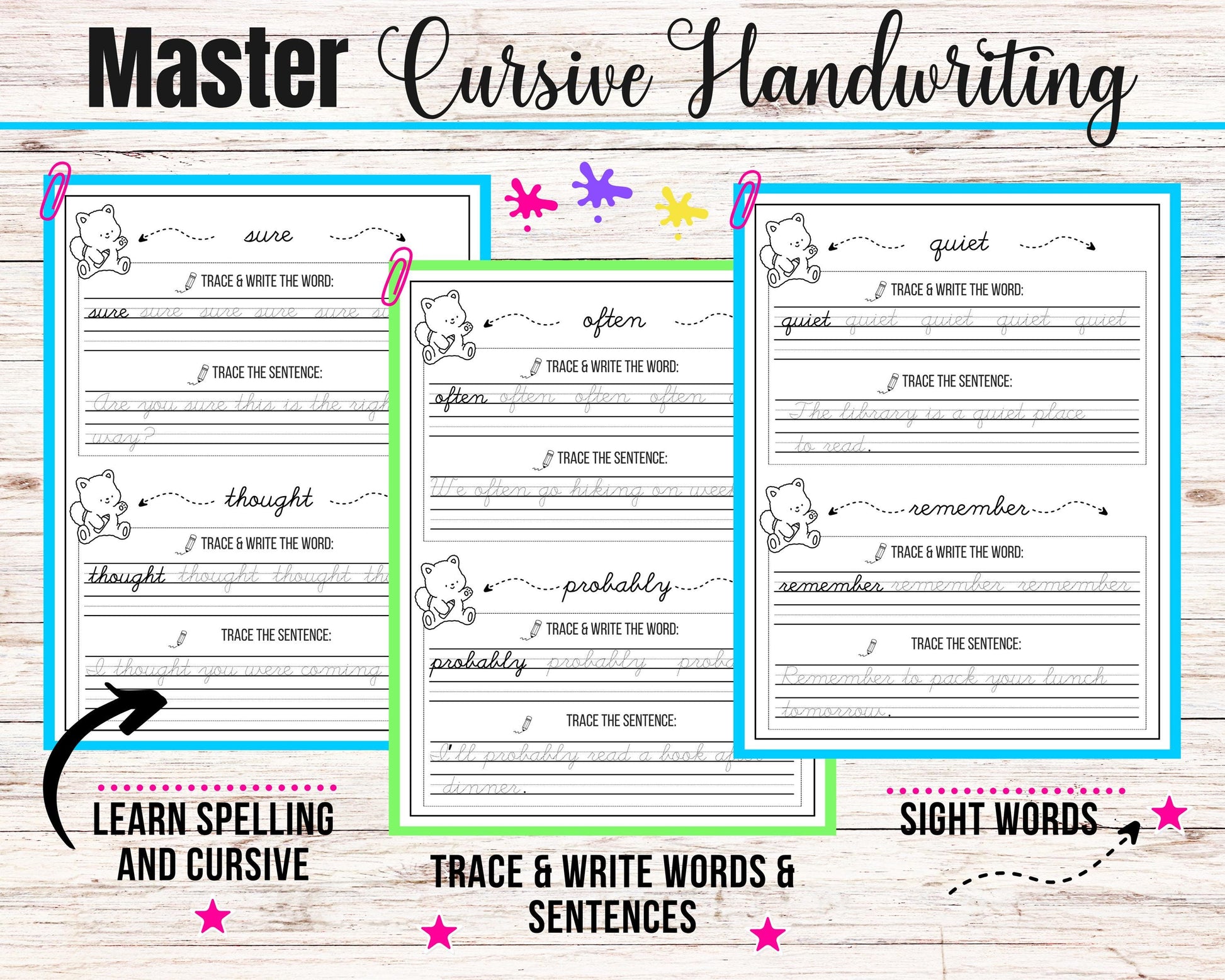 Cursive Handwriting Workbook for Kids 8-12, Cursive Writing Book, Cursive Letter Alphabet Tracing, Learn Cursive Letters