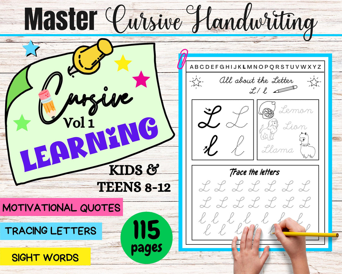 Cursive Handwriting Workbook for Kids 8-12, Cursive Writing Book, Cursive Letter Alphabet Tracing, Learn Cursive Letters