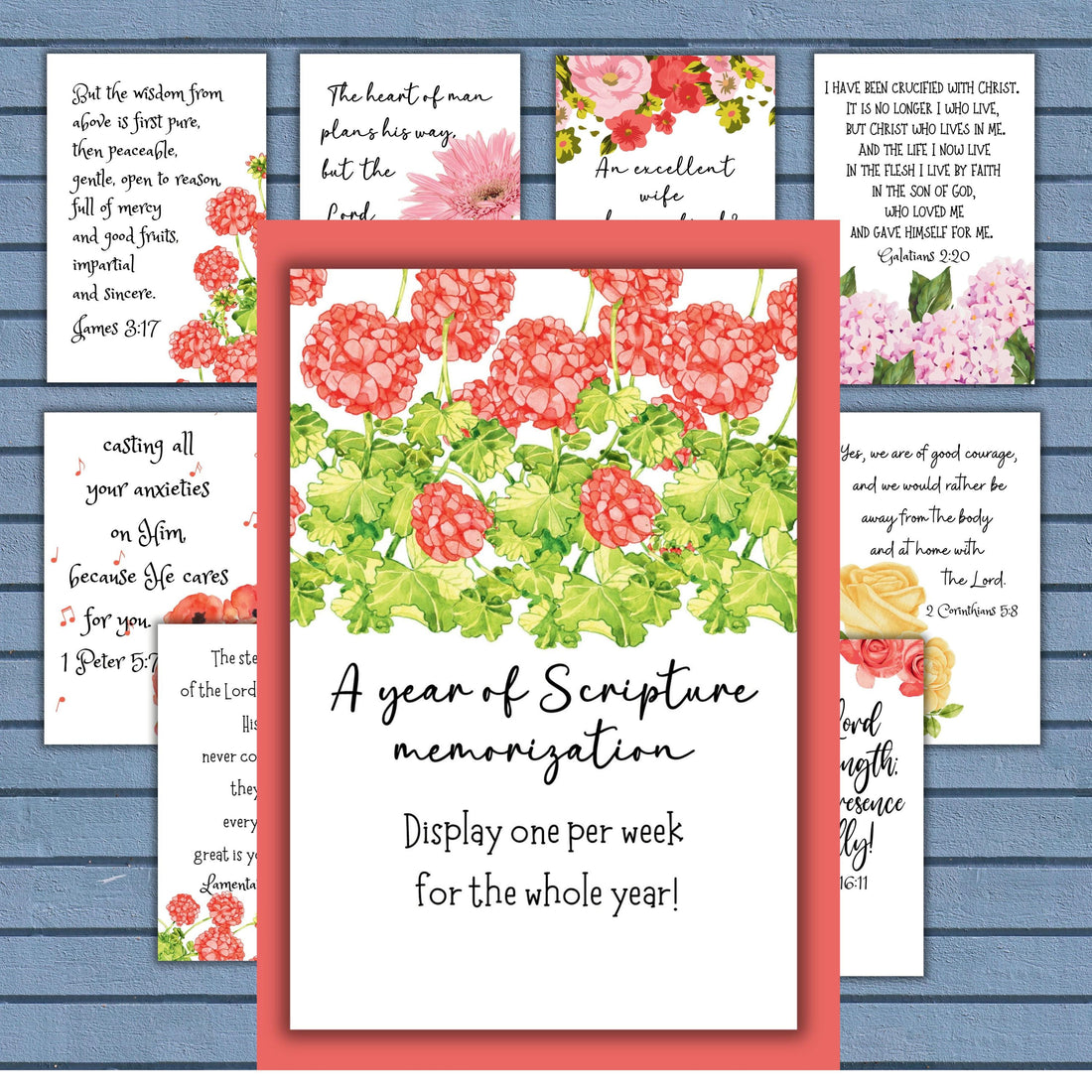 52 ESV Encouraging Verse Cards, Printable, Year of scripture Cards, Bible Memory Verse, 4X6 Scripture Cards, digital bible verse cards