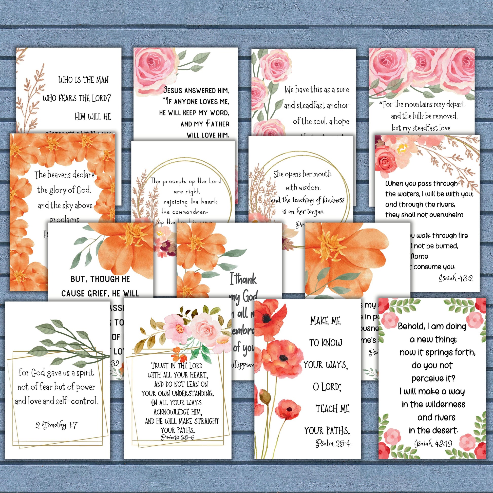 52 ESV Encouraging Verse Cards, Printable, Year of scripture Cards, Bible Memory Verse, 4X6 Scripture Cards, digital bible verse cards