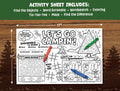Camping Activity Sheet Printable - Summer Camp Printable - Camping 11x17 Classroom Activity Placemat - Road Trip Kids Camping Wordsearch