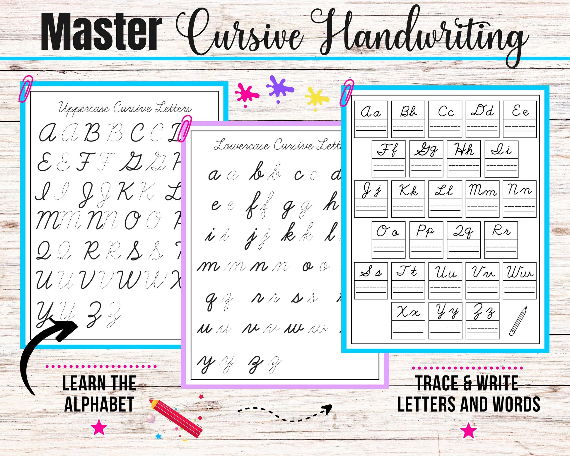 Cursive Handwriting Workbook for Kids 8-12, Cursive Writing Book, Cursive Letter Alphabet Tracing, Learn Cursive Letters