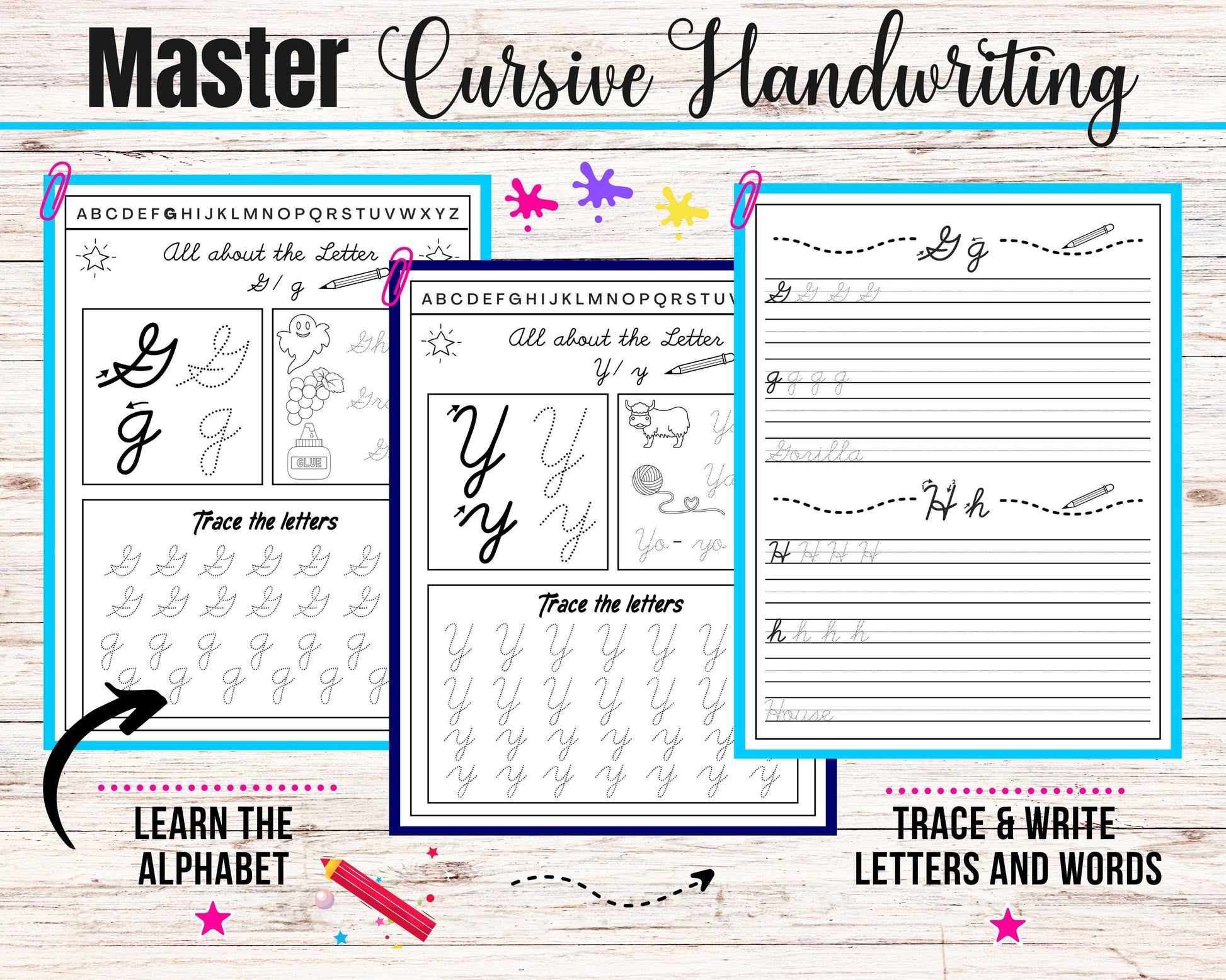 Cursive Handwriting Workbook for Kids 8-12, Cursive Writing Book, Cursive Letter Alphabet Tracing, Learn Cursive Letters