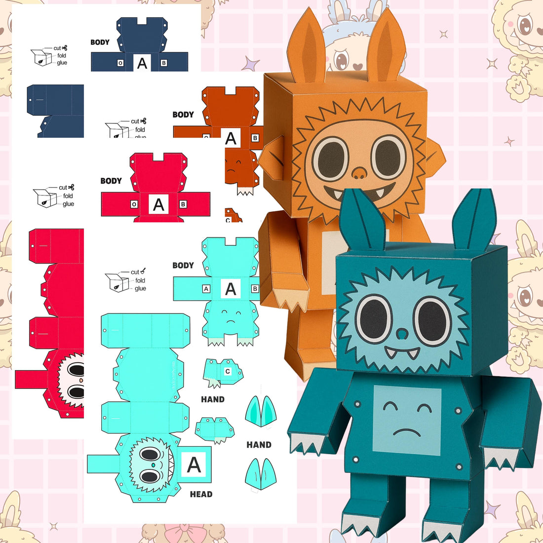 Labubu DIY Printable Paper Doll, Labubu Figures Art, Labubu Paper Doll Activities for Kids, Labubu Papercraft Printable, Monster Paper Doll