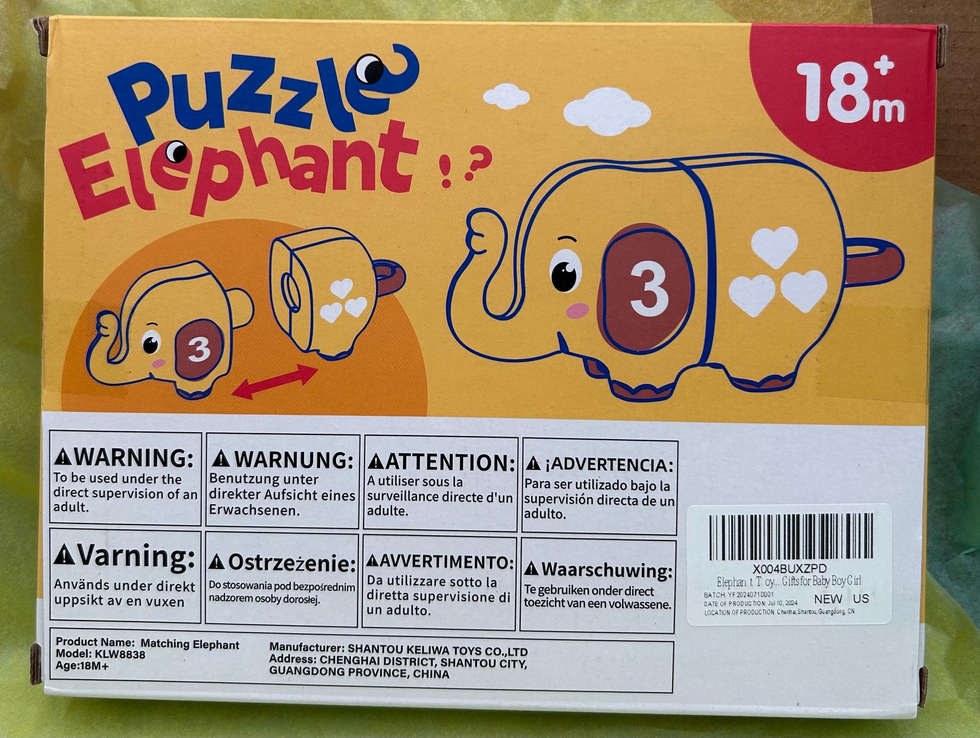 A Parade of Elephants Board Book Box with number matching elephants