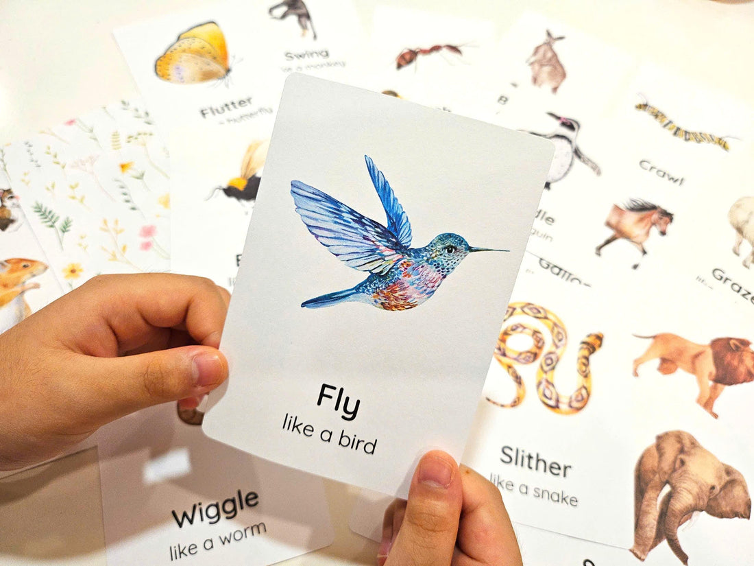 20 Animal Movement Cards, Movement Activity, Action Cards, Circle Time, Educational Preschool, Calm Down Activity, Montessori Flashcards