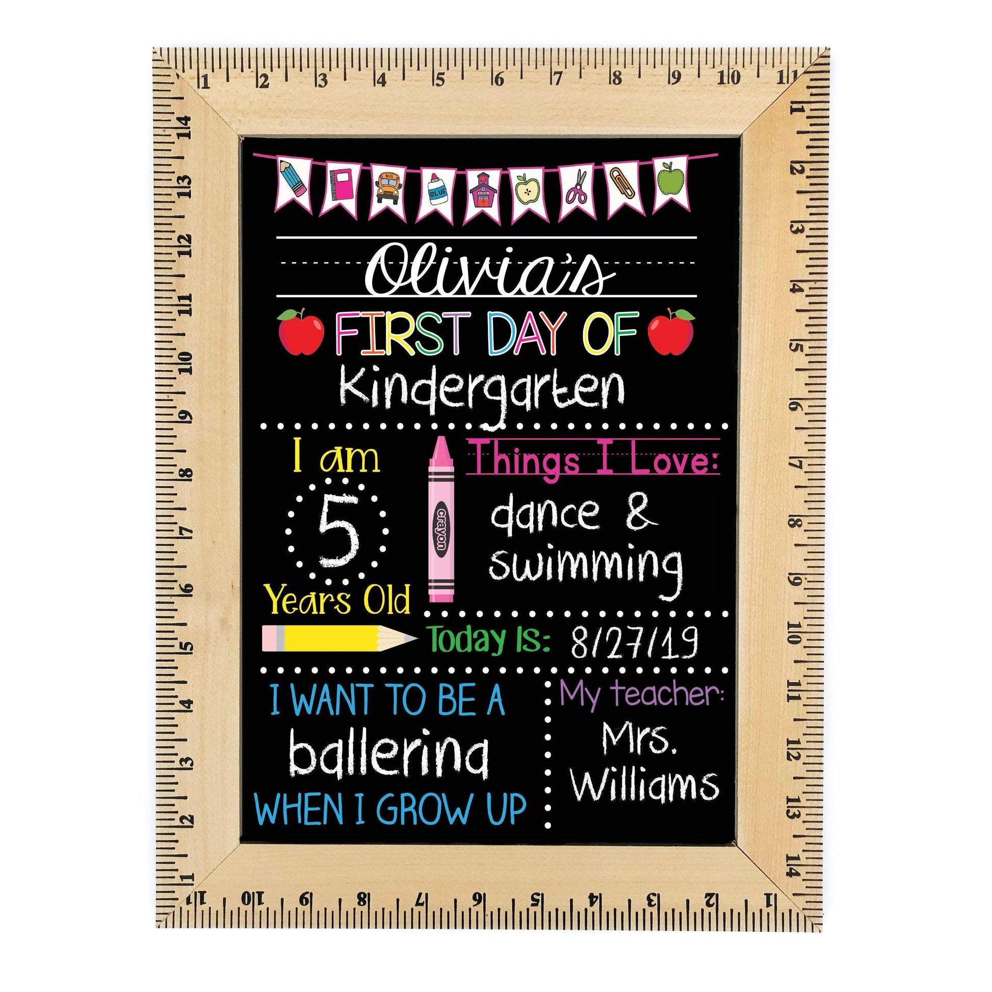 First Day of School Sign, First Day of Kindergarten Sign, 1st Day of Preschool, Back to School Chalkboard, Reusable, First and Last Day Sign