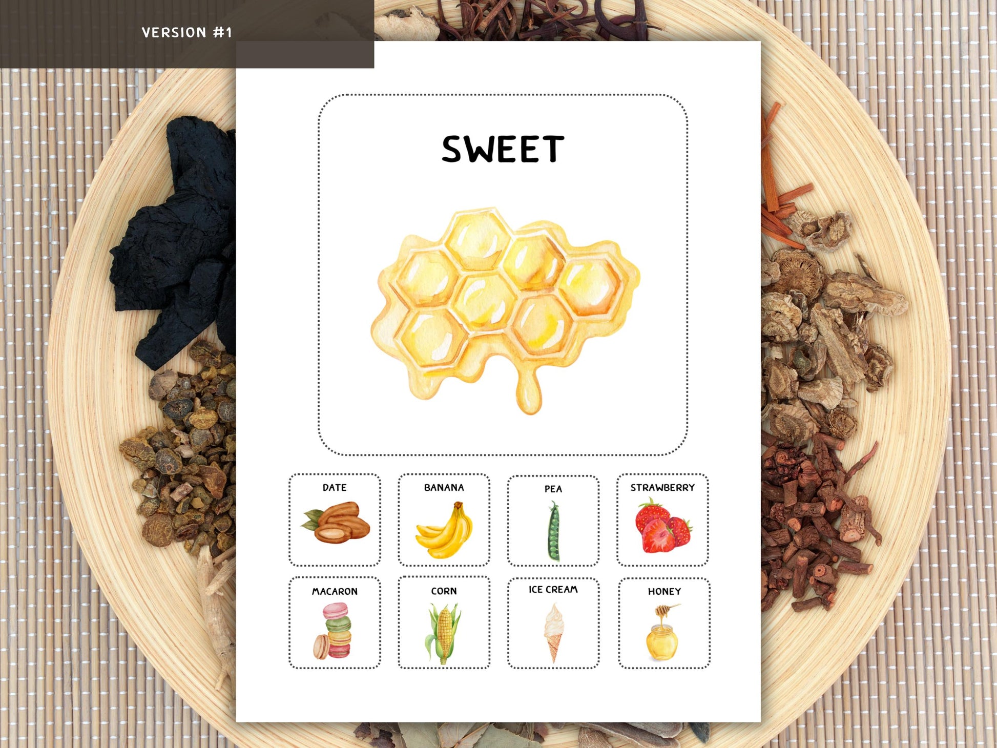 Sensory Taste Matching Game for Kids | Printable Food Flavor Sorting Cards | Learn Sweet, Salty, Sour, Bitter, Umami